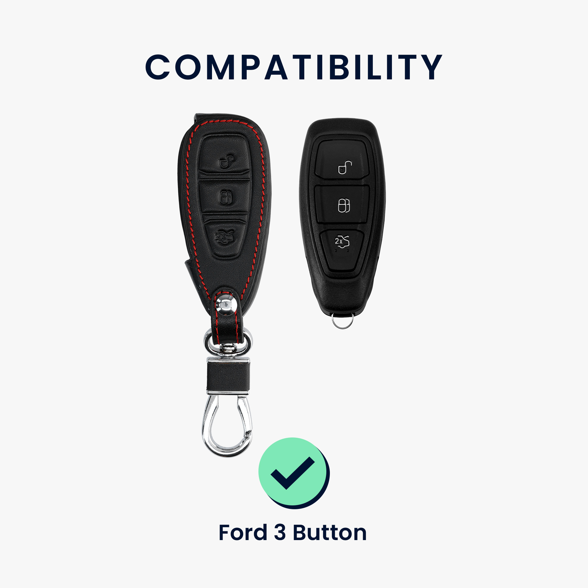 Kryt klíče Ford 3 tlačítka Keyless Go kwmobile bílá / černá
