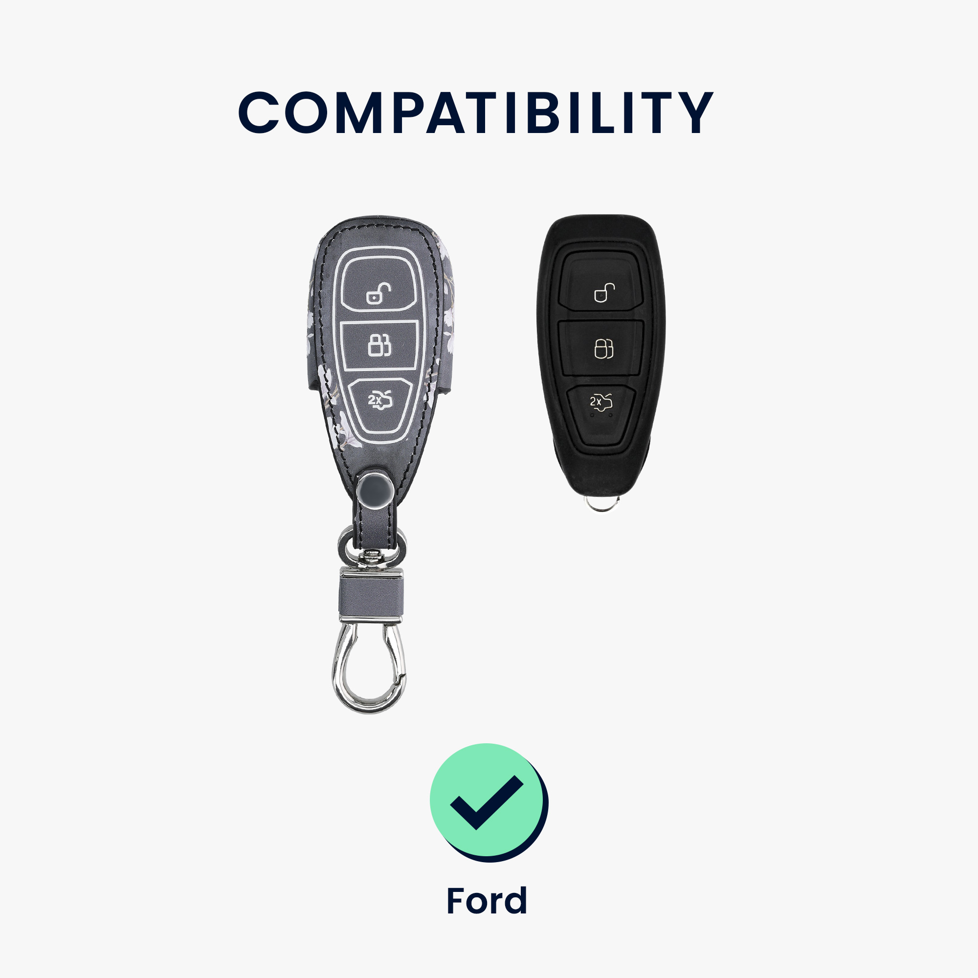 Kryt klíče Ford 3 tlačítka Keyless Go kwmobile magnolias - taupe 