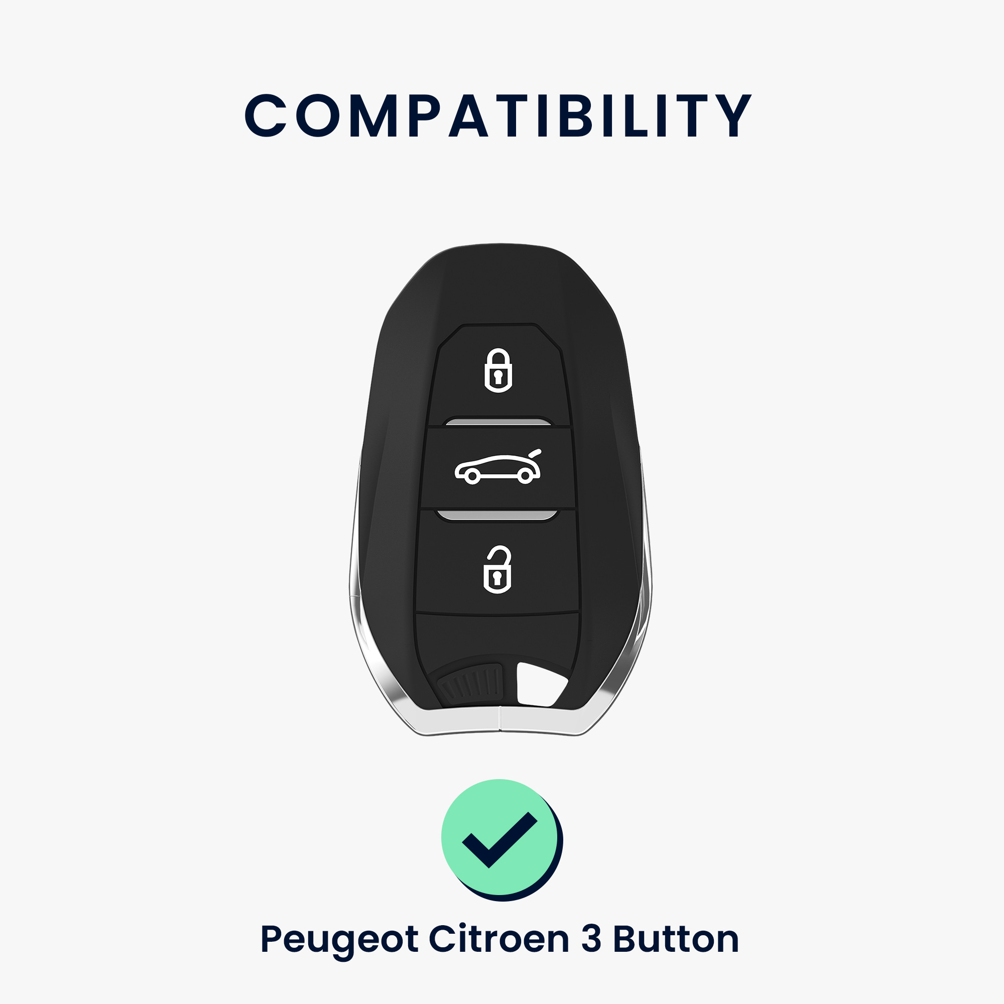 Pouzdro na klíč od auta Peugeot Citroen 3 Button Car kwmobile - mintová