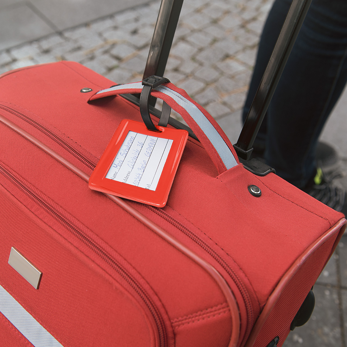 Řemínek na chytré hodinky kwmobile pro Travel Bag or Suitcase - Don't Touch My Baggage White / červená