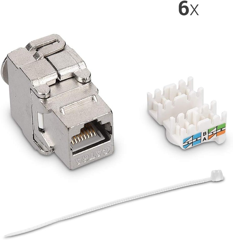 Stíněný RJ45 keystone modul CAT6A pro CAT6A / RJ45 - 6 ks