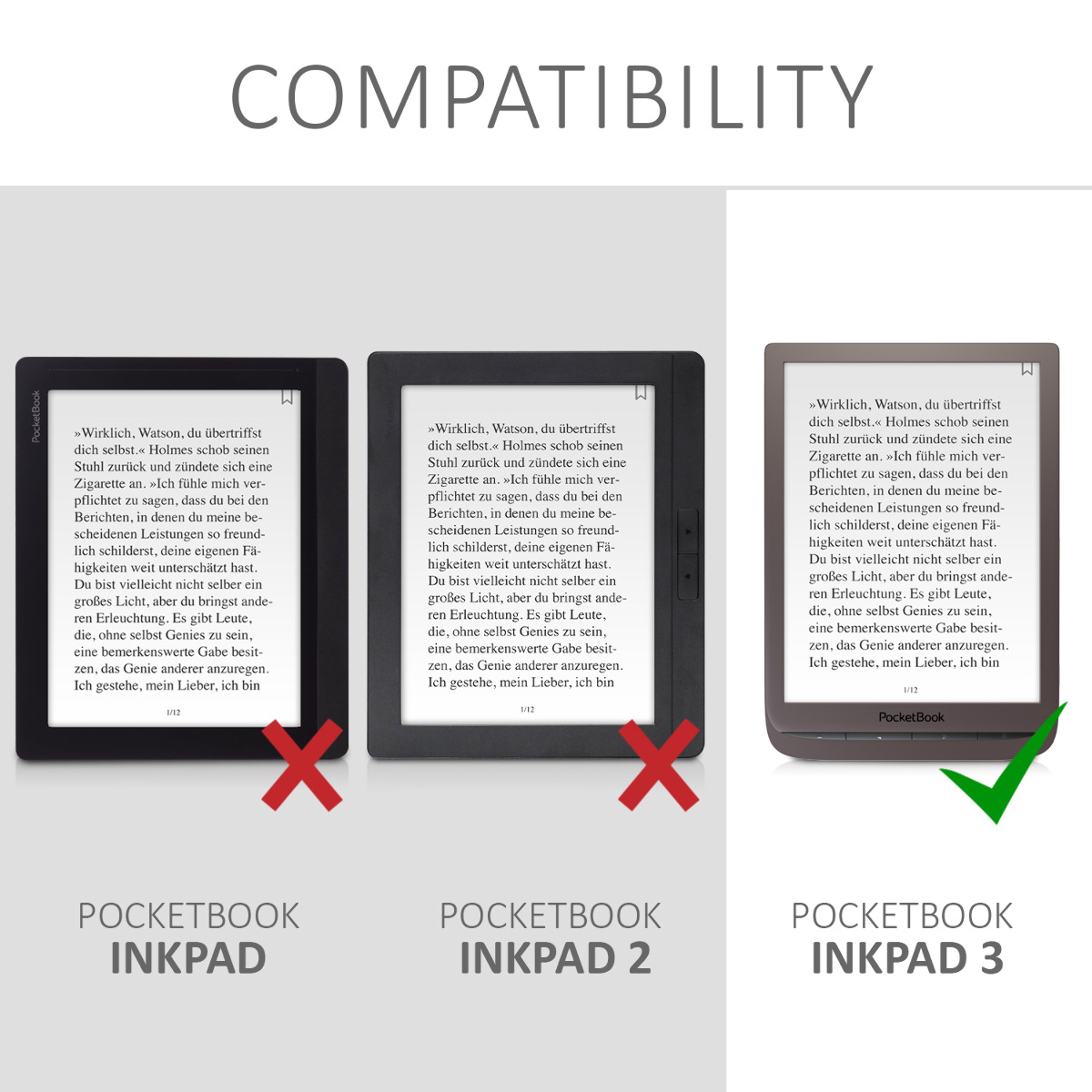 Pouzdro na čtečku kwmobile pro Pocketbook InkPad 3 / 3 Pro / Color /… - tmavě šedá