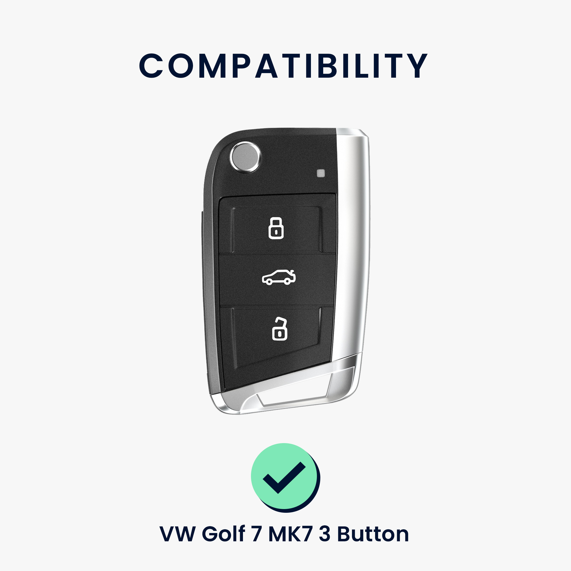 Pouzdro na klíč kwmobile pro VW Golf 7 MK7 3tlačítkový klíč - šedá / černá
