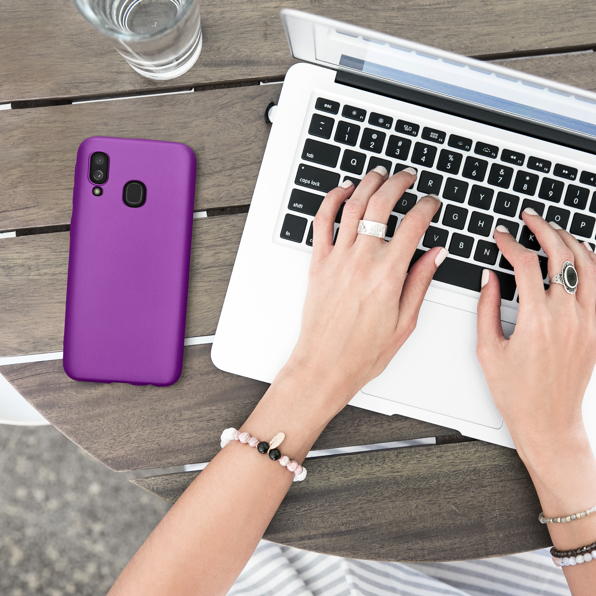 Kryt na mobil Samsung Galaxy A40 kwmobile TPU metalický Metalická fialová