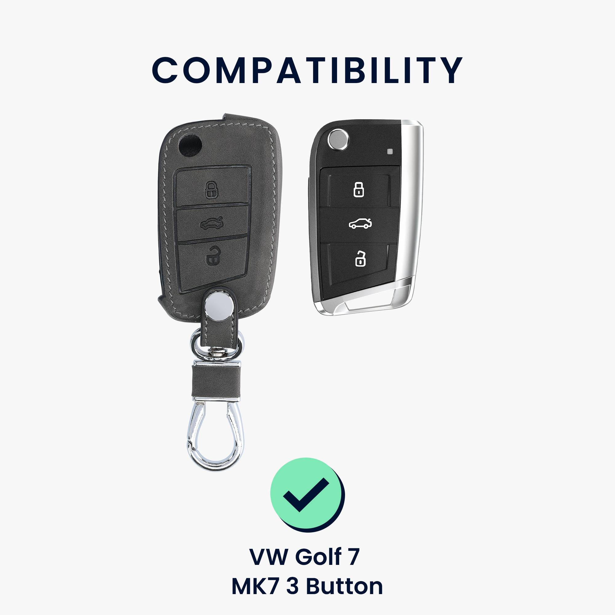 Pouzdro na klíč kwmobile pro VW Golf 7 MK7 3tlačítkový klíč - tmavě šedá