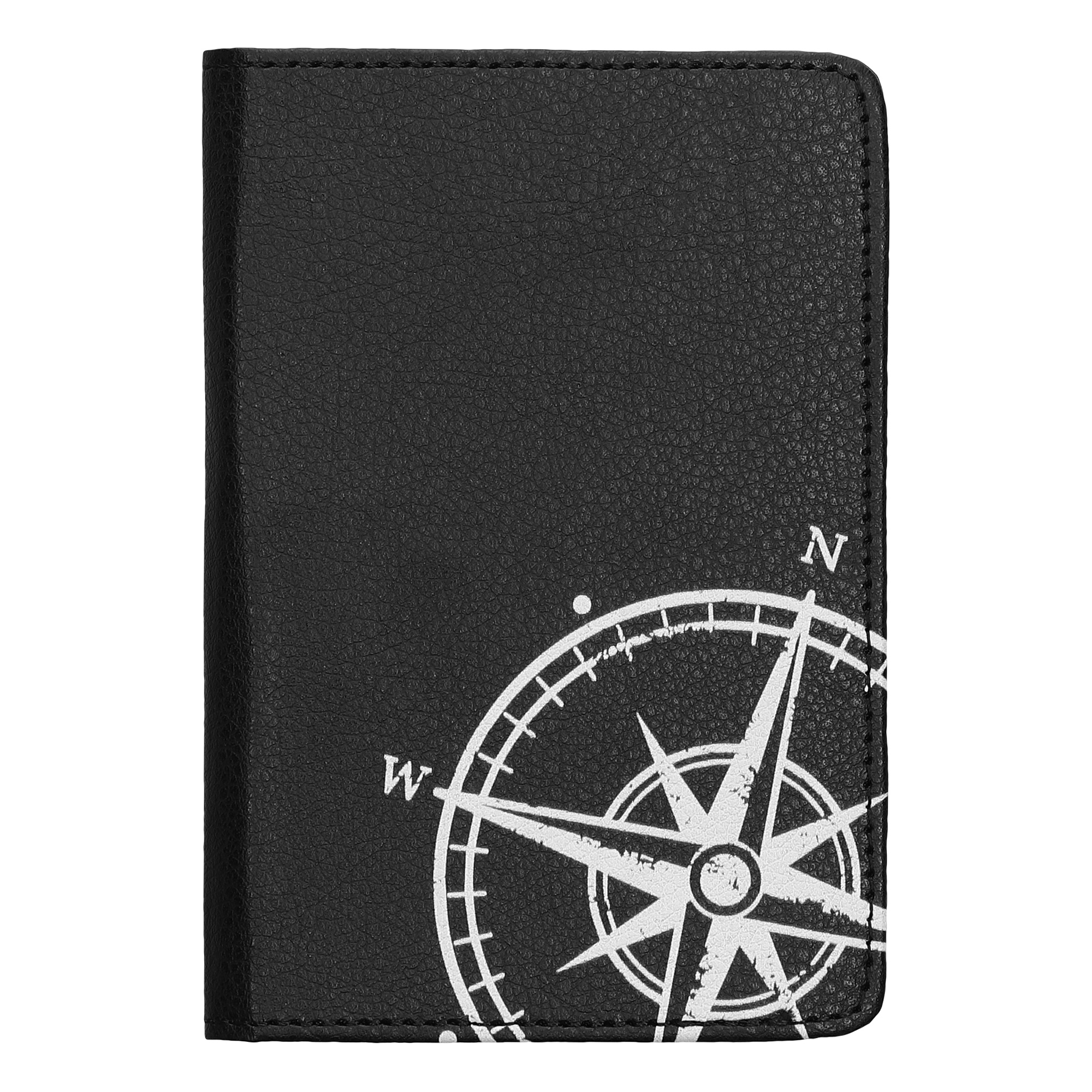 Obal na doklady od auta kwmobile 12 x 17,5 cm / 9,2 x 13 cm PU kůže motiv kompas - bílo-černá