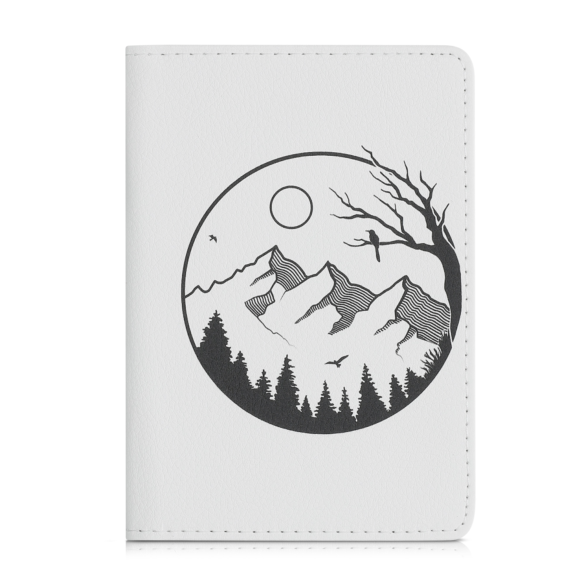 Obal na doklady od auta kwmobile 12 x 17,5 cm / 9,2 x 13 cm PU kůže motiv summit up - černo-bílá