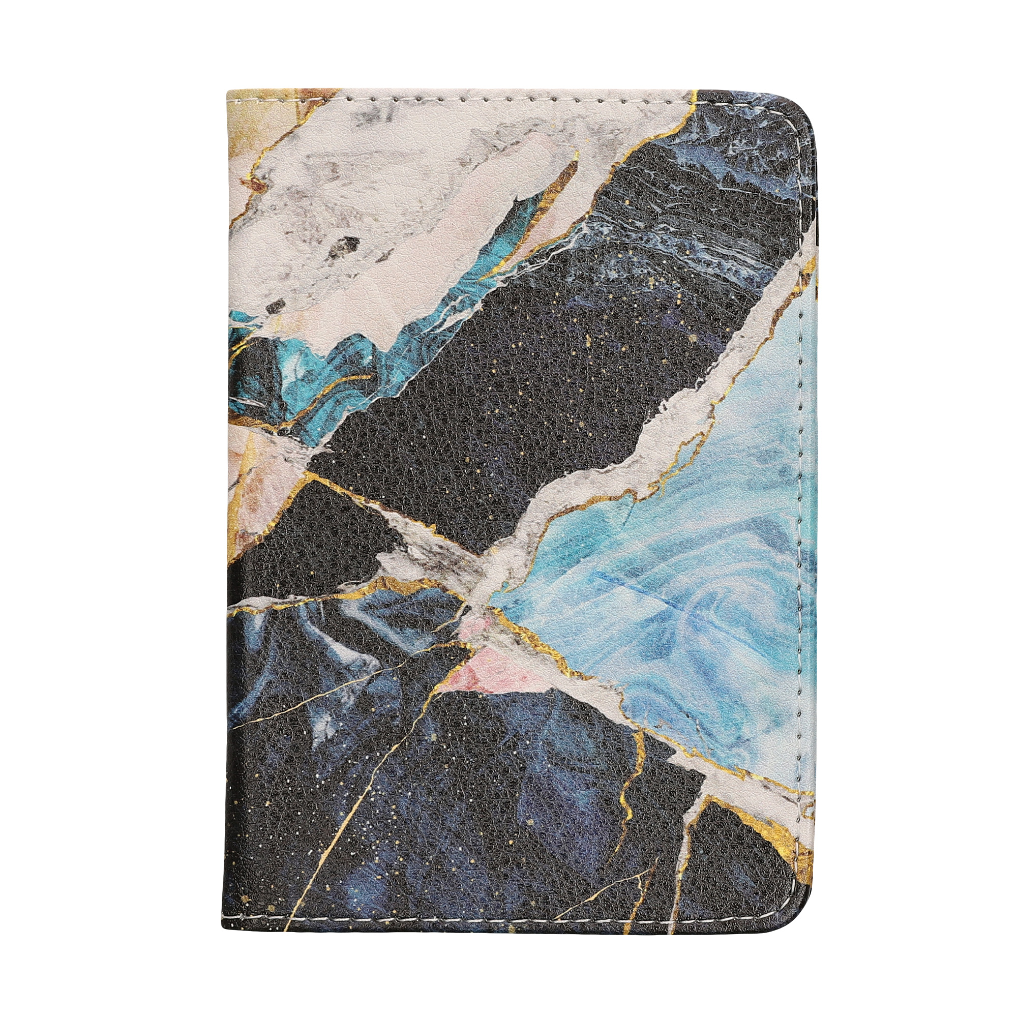 Obal na doklady od auta kwmobile PU kůže - 12 × 17,5 cm otevřené / 9,2 × 13 cm složené - zlatá / bílá / modrá