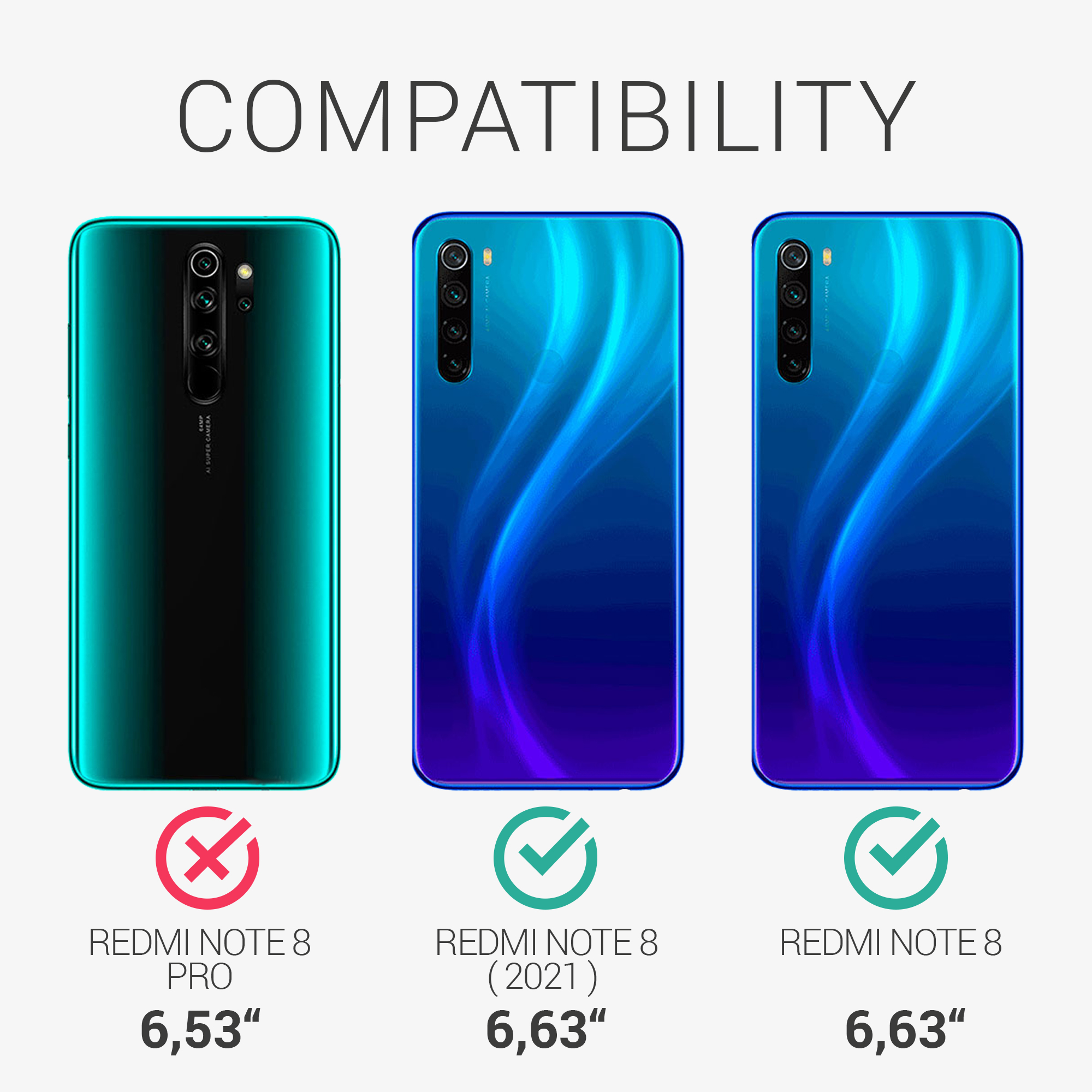 Crossbody kryt kwmobile pro Xiaomi Redmi Note 8 (2019 / 2021) - lavender / violet / light blue / transparent