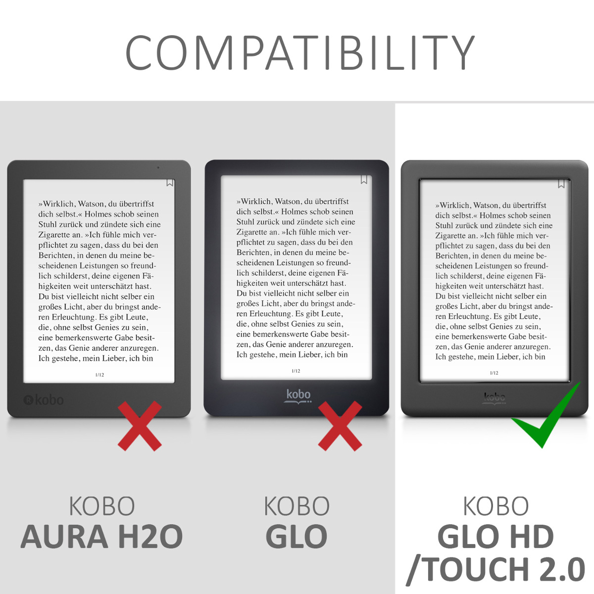 Pouzdro na čtečku kwmobile pro Kobo Glo HD / Touch 2.0 - tmavě šedá