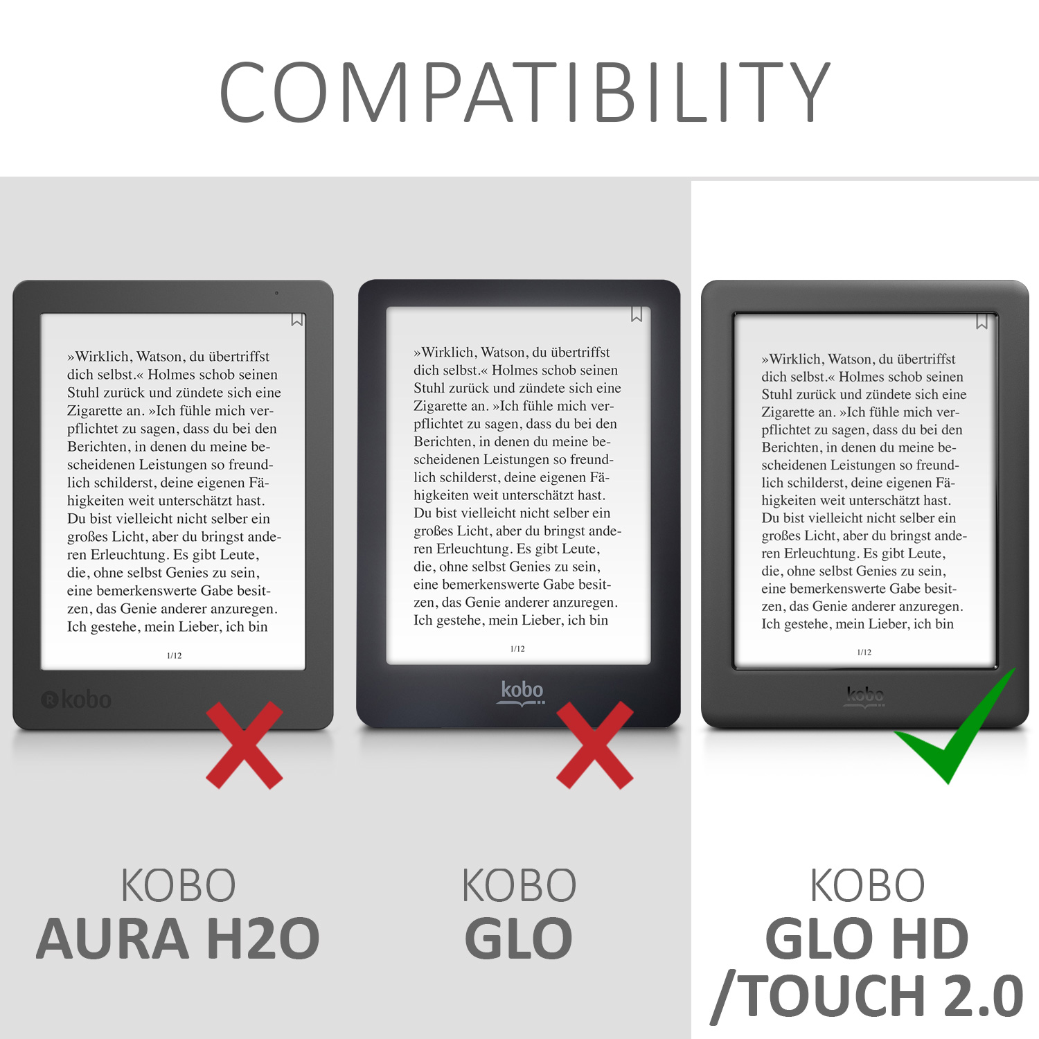 Pouzdro na čtečku kwmobile pro Kobo Glo HD / Touch 2.0 - šedá