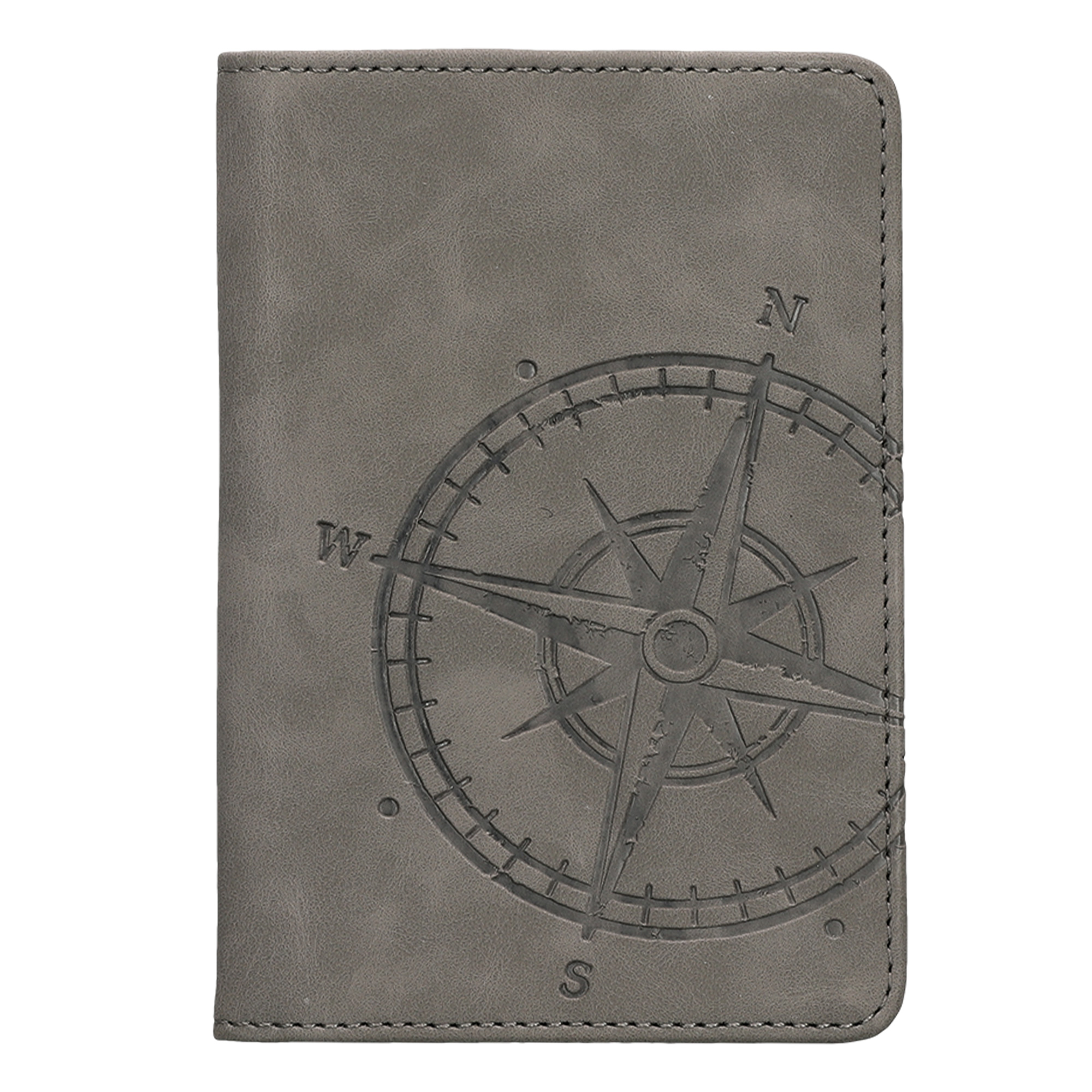Obal na doklady od auta kwmobile 12 x 17,5 cm / 9,2 x 13 cm PU kůže motiv kompas - šedá