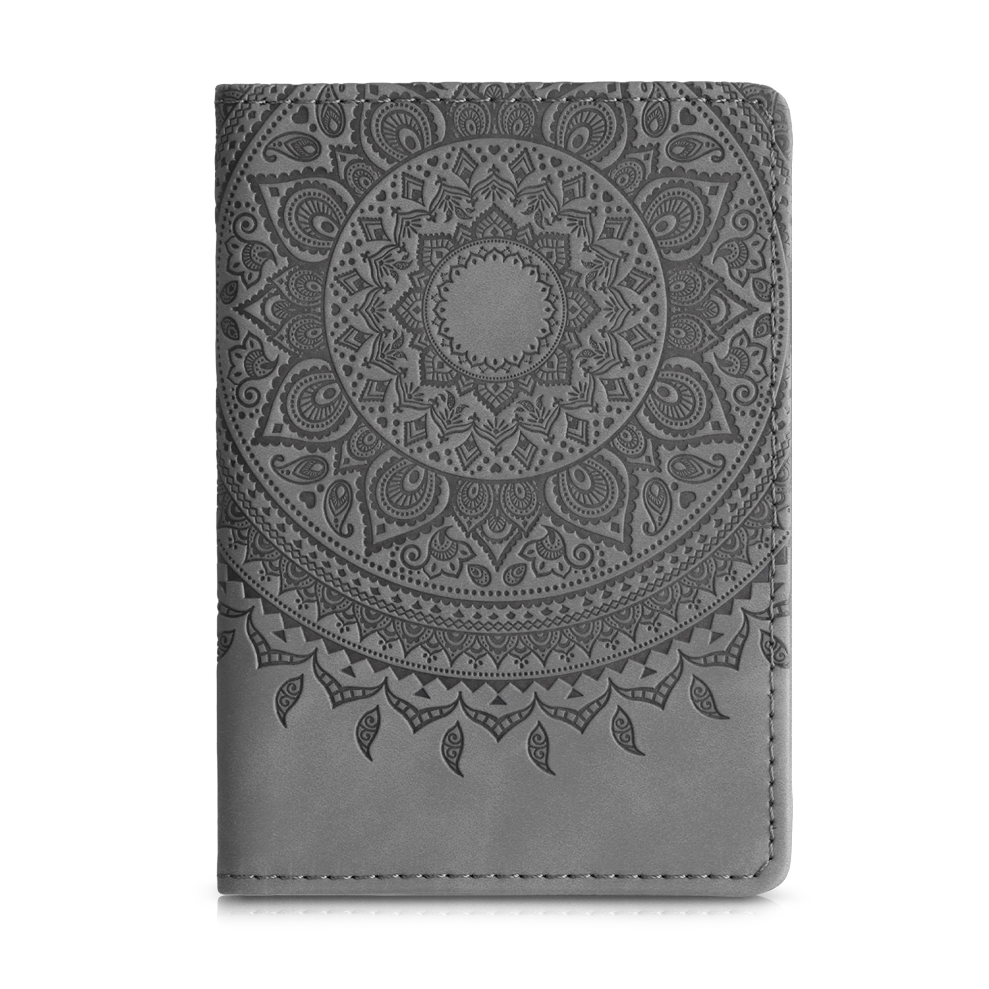 Obal na doklady od auta kwmobile 12 x 17,5 cm / 9,2 x 13 cm PU kůže motiv Indian sun - šedá