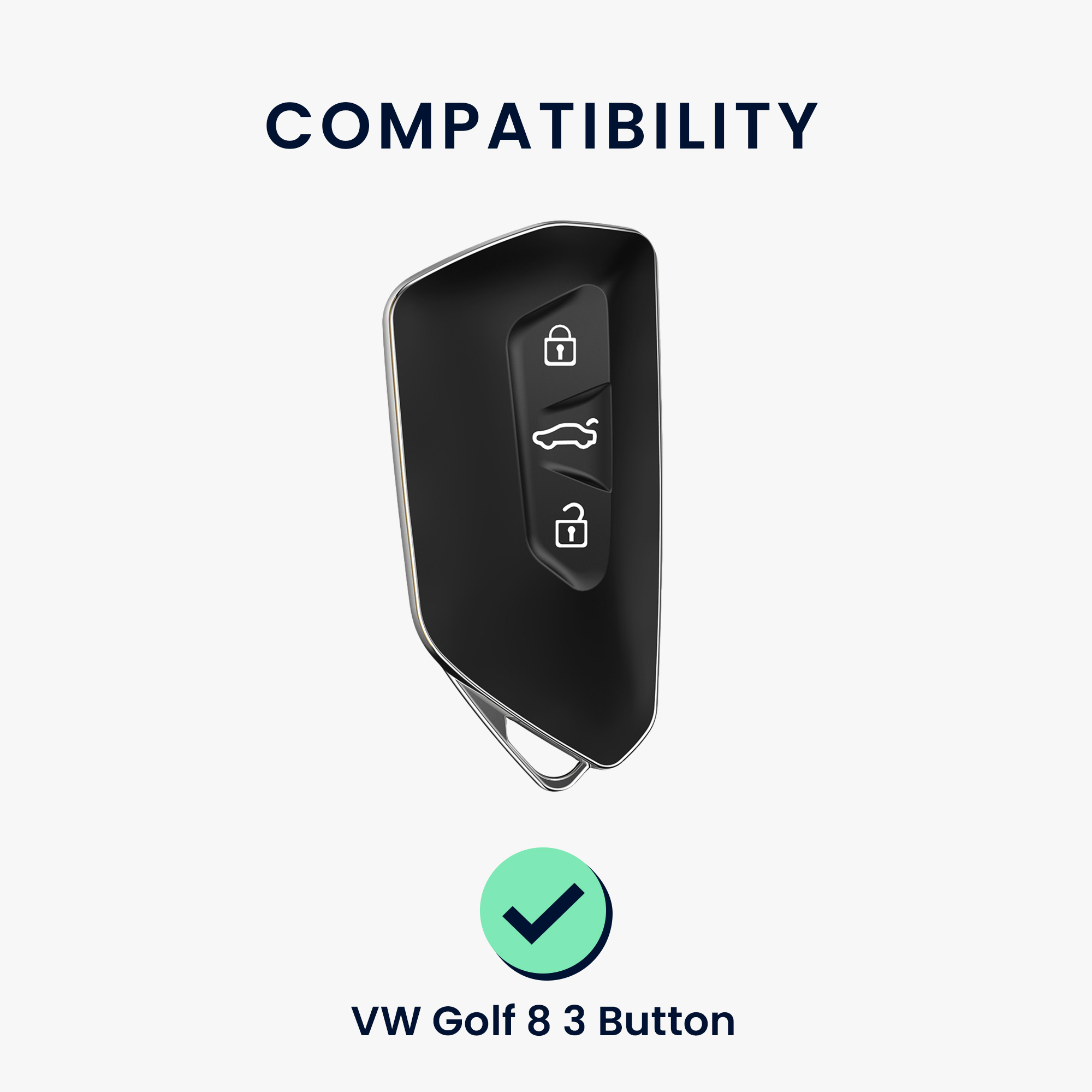 Pouzdro na klíč od auta kwmobile pro VW Golf 8, ID.3/ID.4/ID.5/ID.7, Seat/Škoda/Cupra - bílá / šedá / černá
