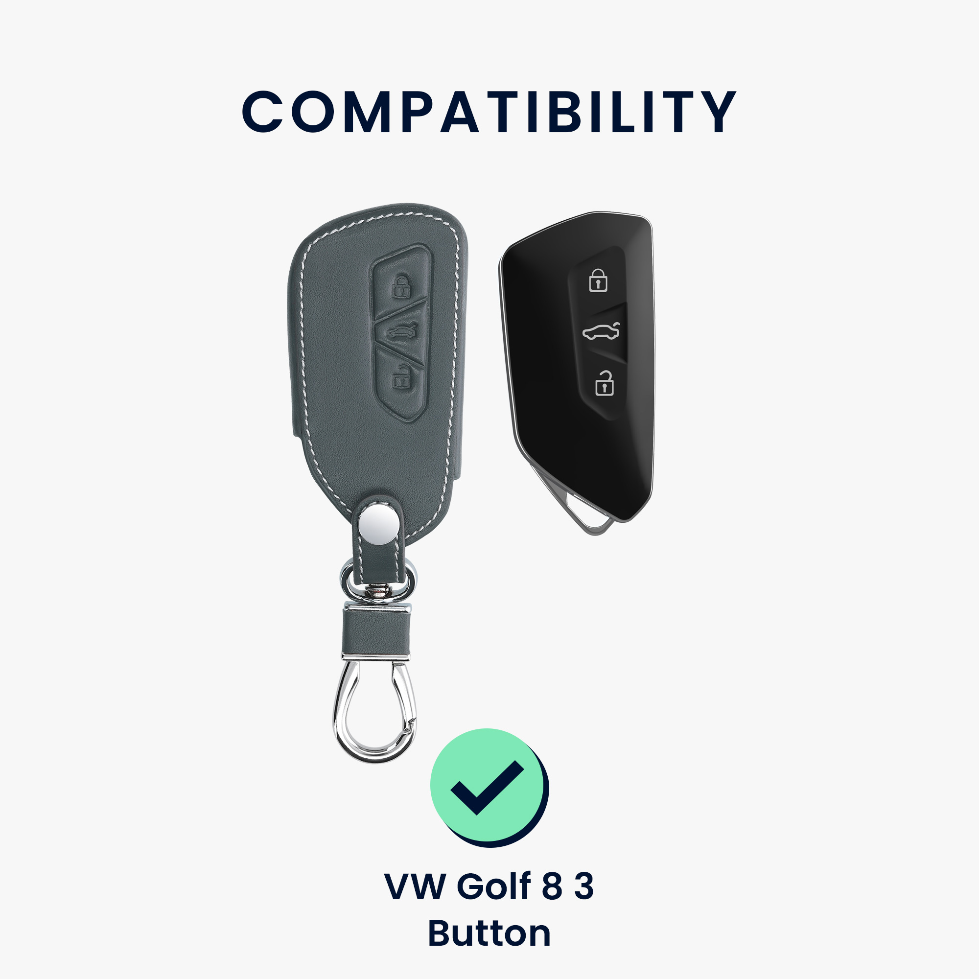 Pouzdro na klíč od auta kwmobile pro VW Golf 8, ID.3/ID.4/ID.5/ID.7, Seat/Škoda/Cupra - antracitová