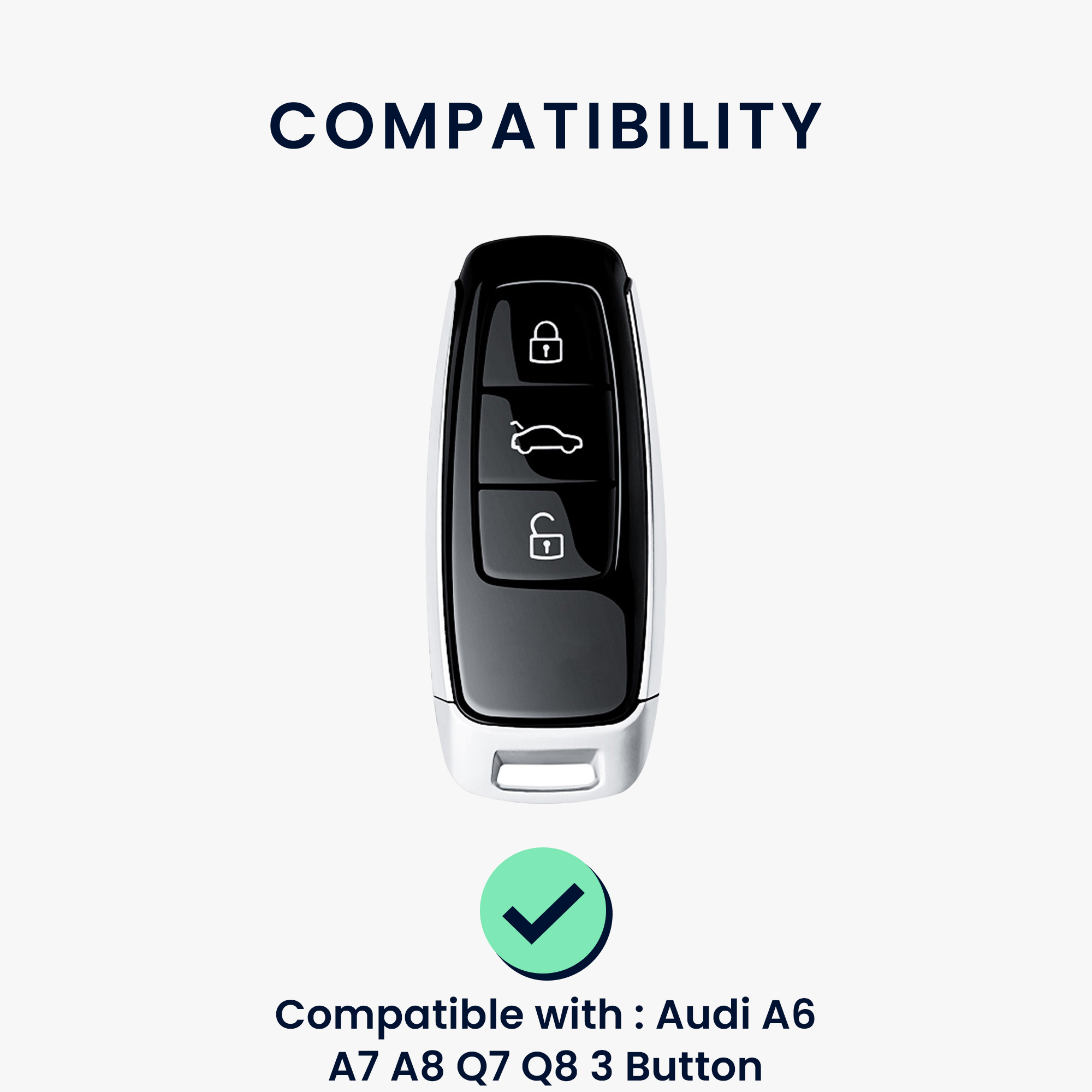 Silikonové pouzdro na klíč od auta Audi A6-A8 Q7-Q8 protiskluzové leskle černé