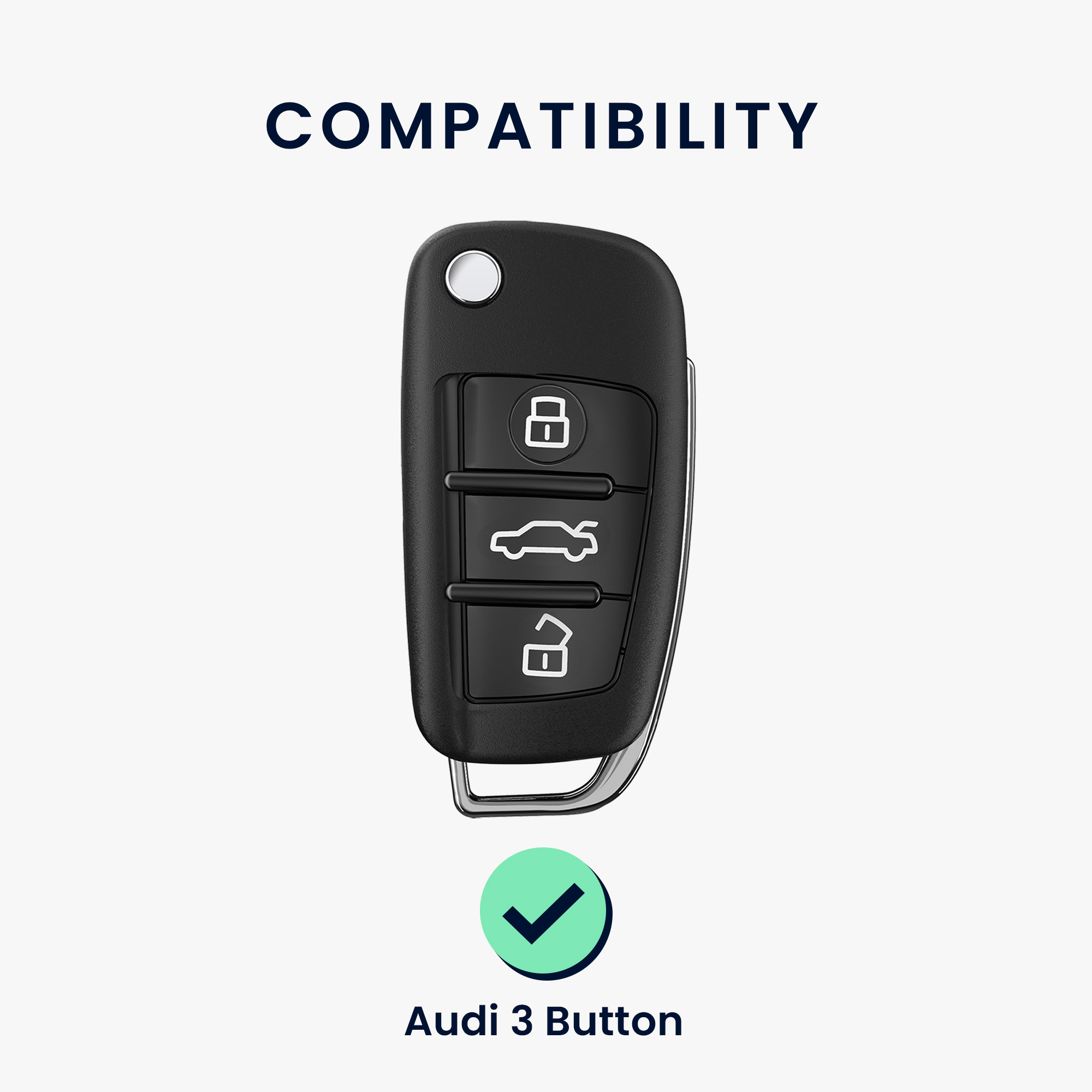 Obal na autoklíč Audi s výklopným klíčem a 3 tlačítky kwmobile - černá a modrá