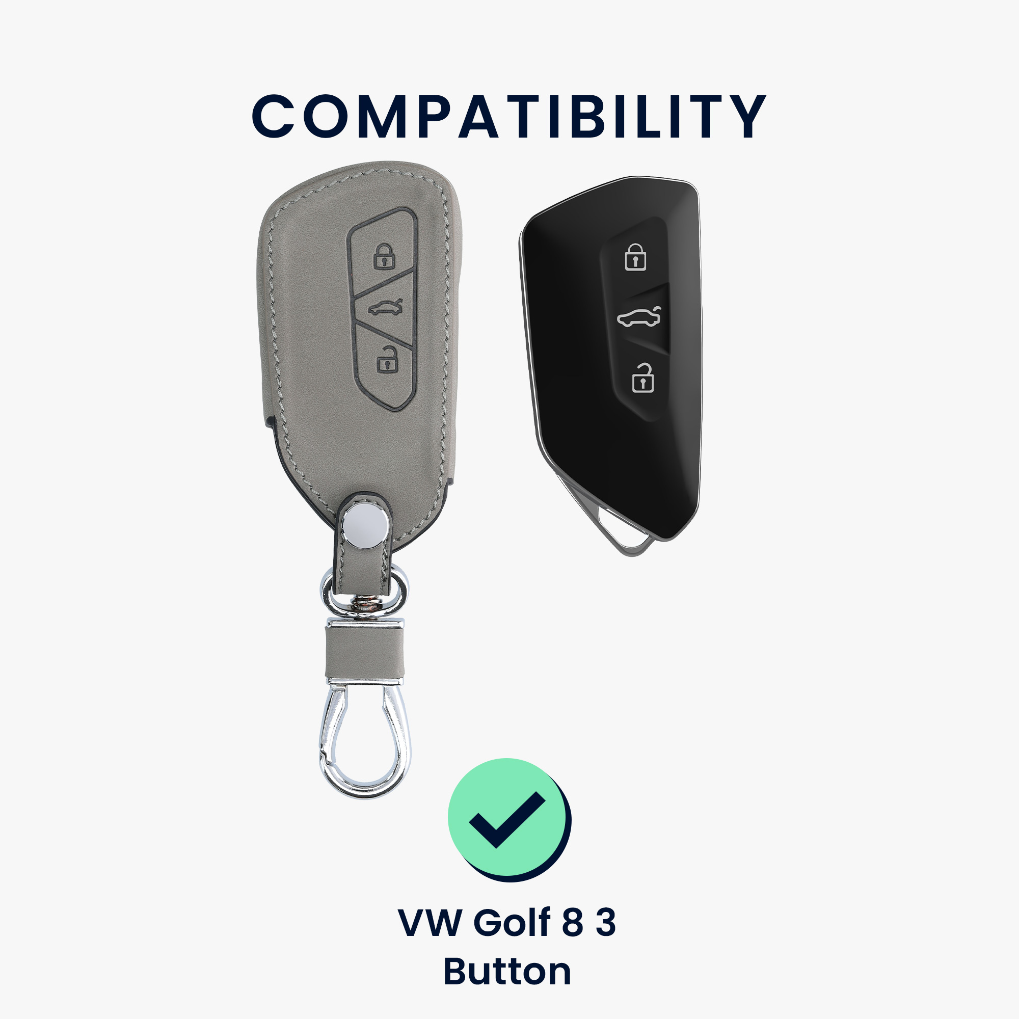 Pouzdro na klíč od auta kwmobile pro VW Golf 8, ID.3/ID.4/ID.5/ID.7, Seat/Škoda/Cupra - šedá