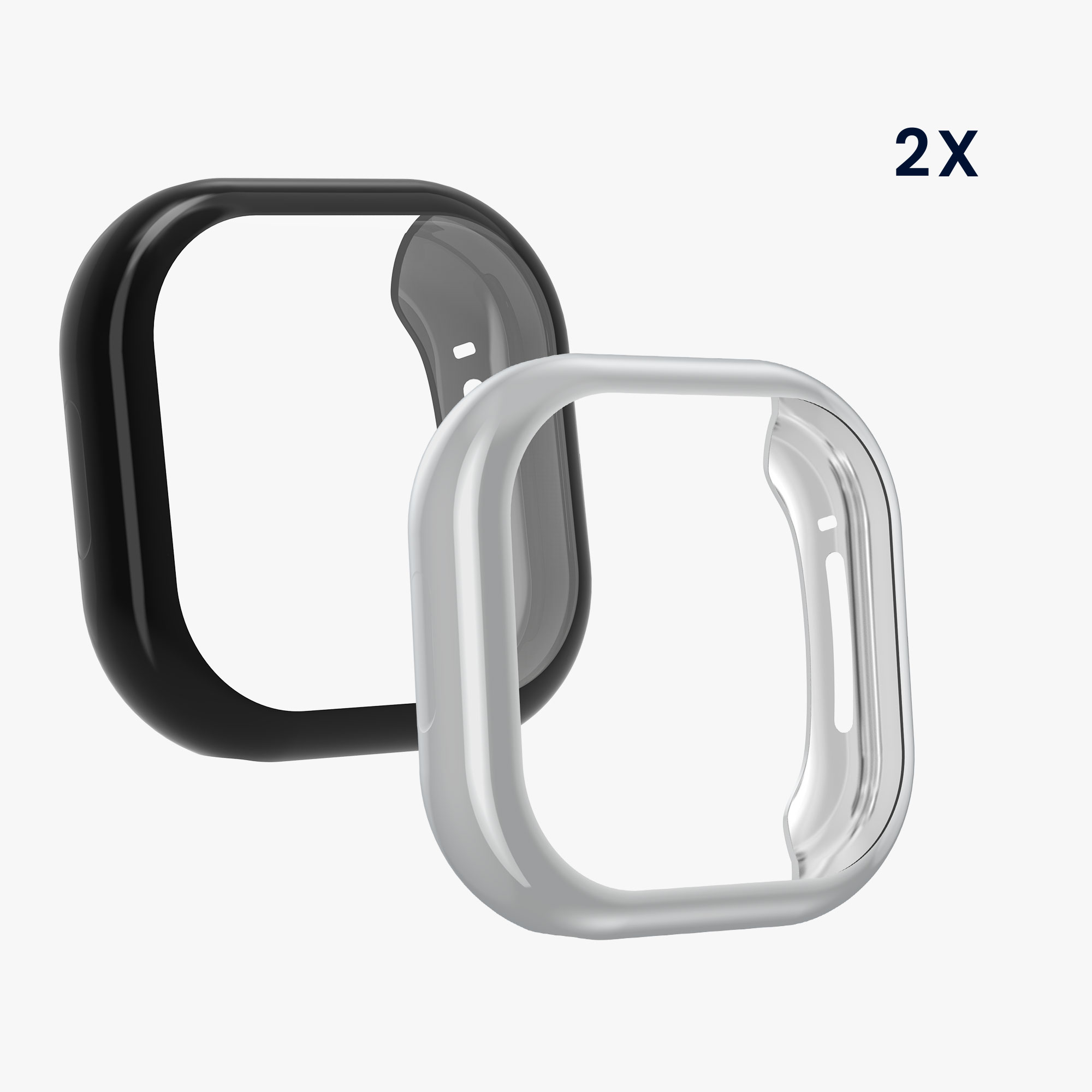 2 ks Ochranný kryt na hodinky kwmobile pro Fitbit Versa 3 / Sense - černá / stříbrná
