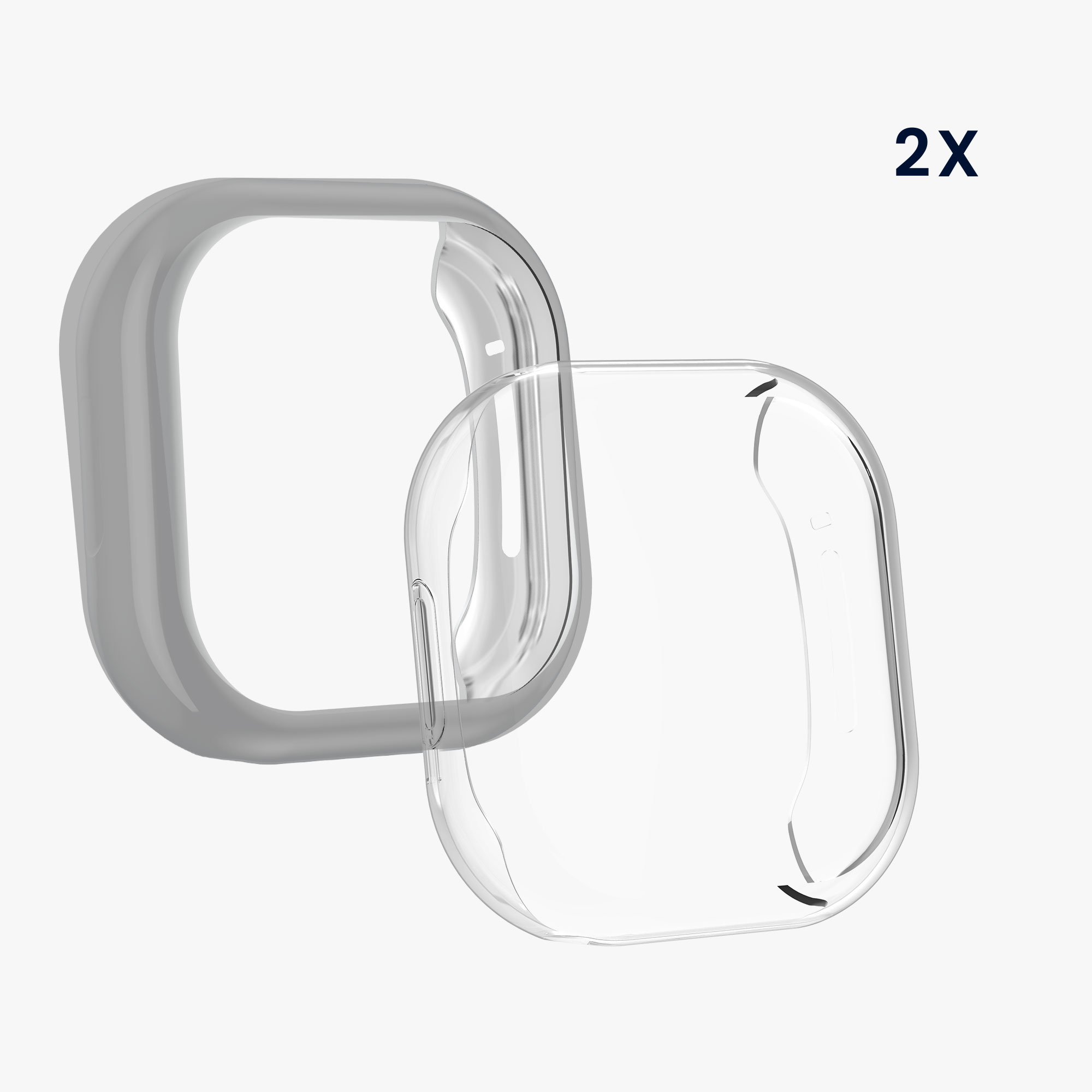 2 ks Ochranný kryt na hodinky kwmobile pro Fitbit Versa 3 / Sense - transparentní / stříbrná