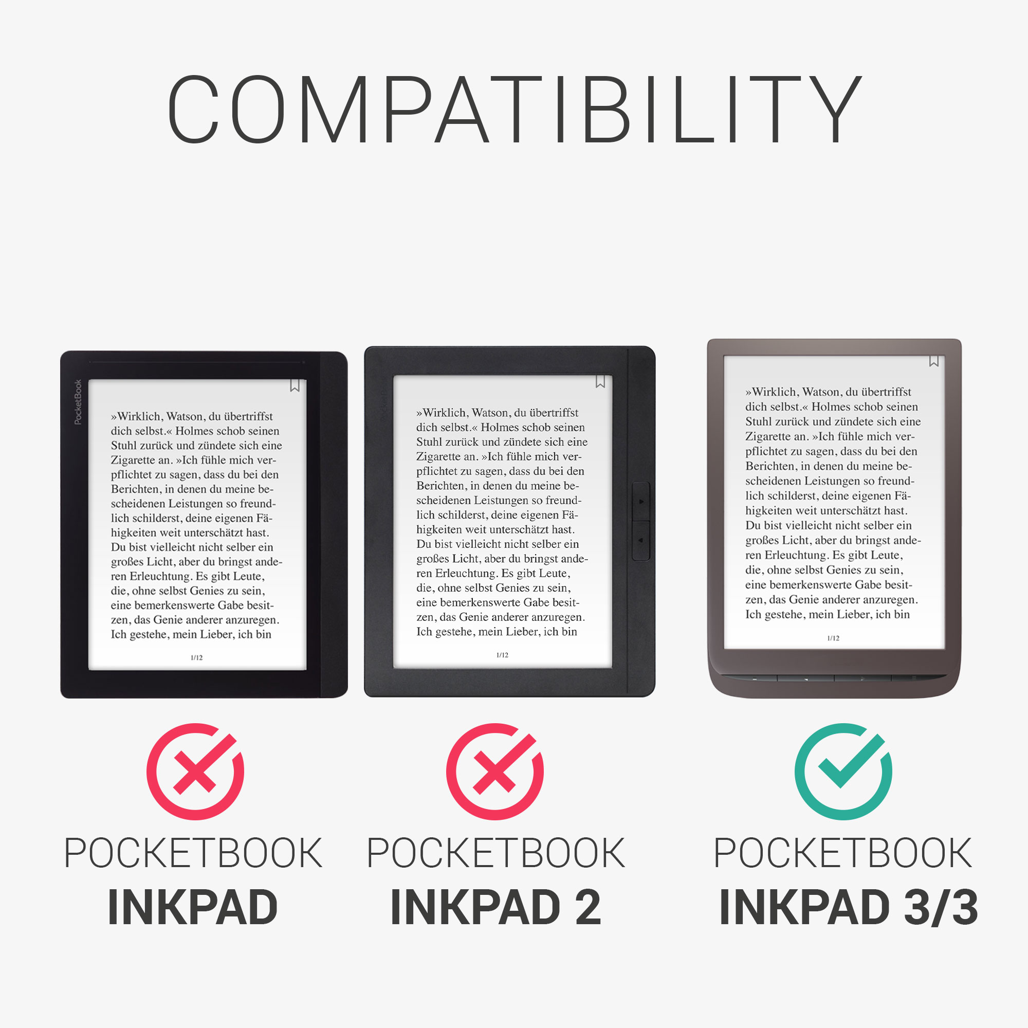 Pouzdro na čtečku kwmobile pro Pocketbook InkPad 3 / 3 Pro / Color /… - červená / tmavě šedá