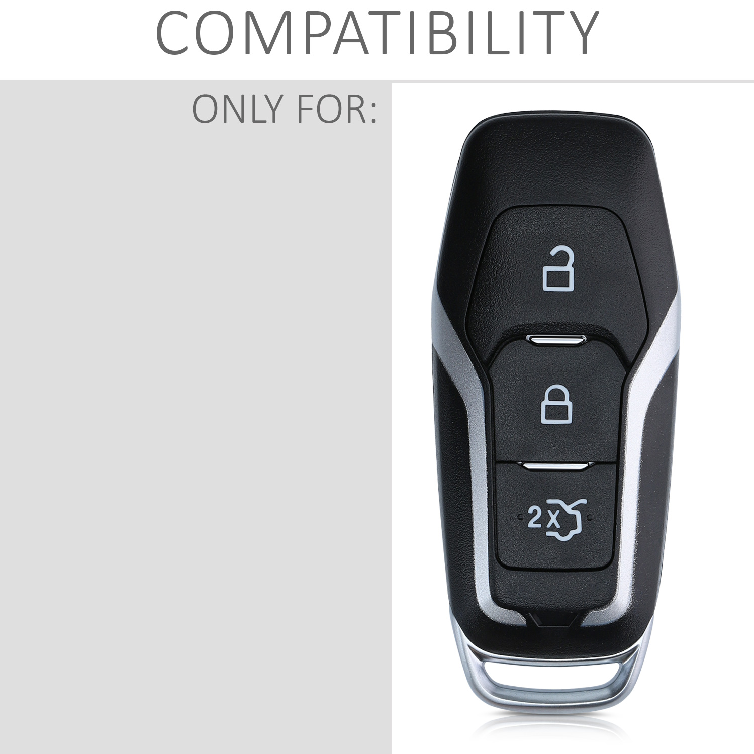 Kryt klíče Ford 3 tlačítka MyKey (Key Free) kwmobile černá pevný plast