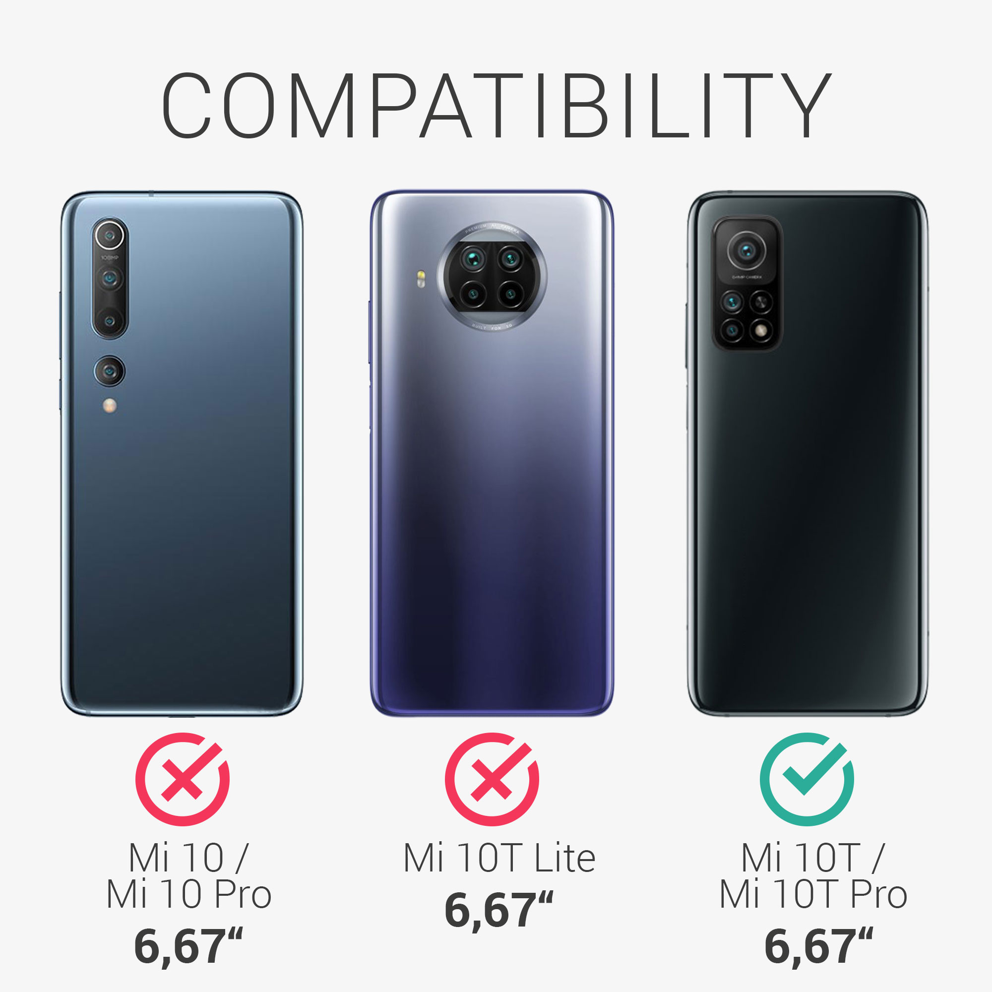 Crossbody kryt kwmobile Xiaomi Mi 10T / Mi 10T Pro, bílé srdce / transparentní
