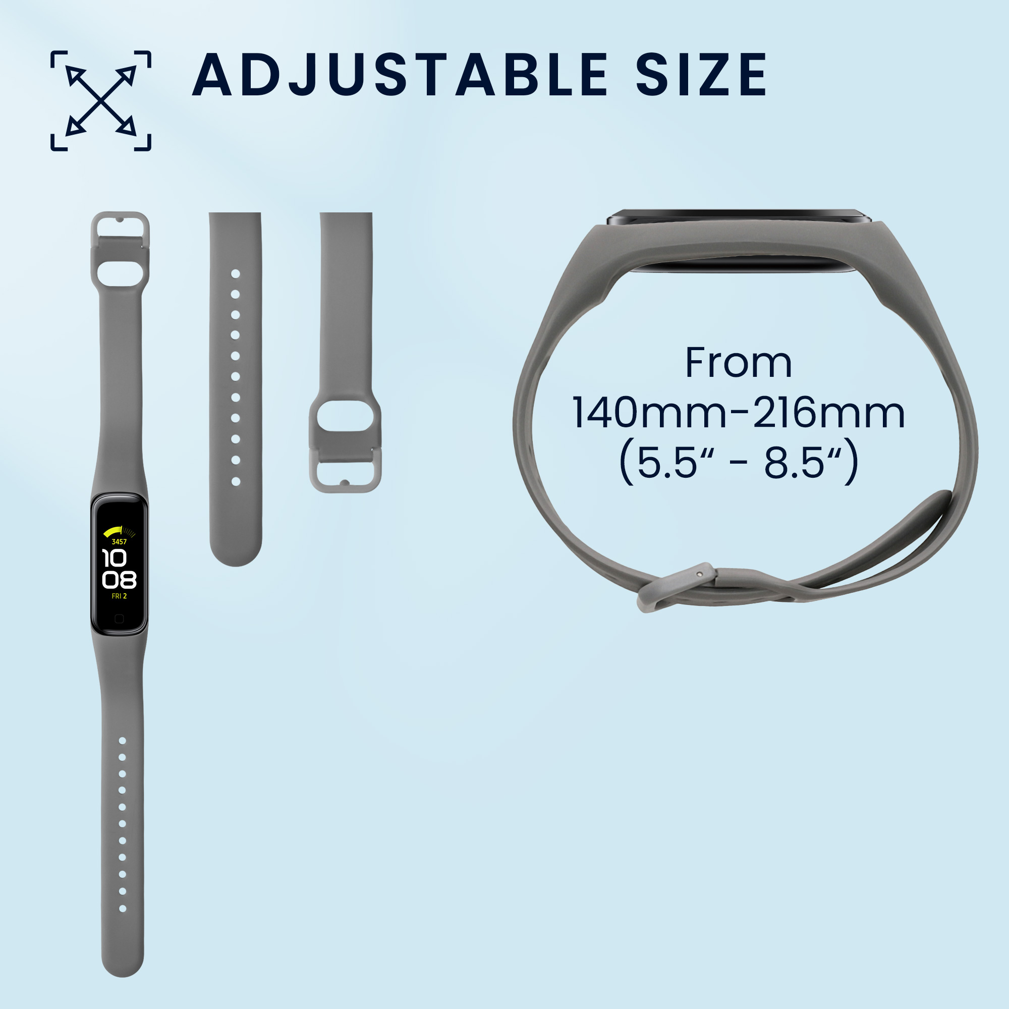 Silikonový řemínek na chytré hodinky Samsung Galaxy Fit 2 kwmobile 2 ks černo-tmavě břidlicový