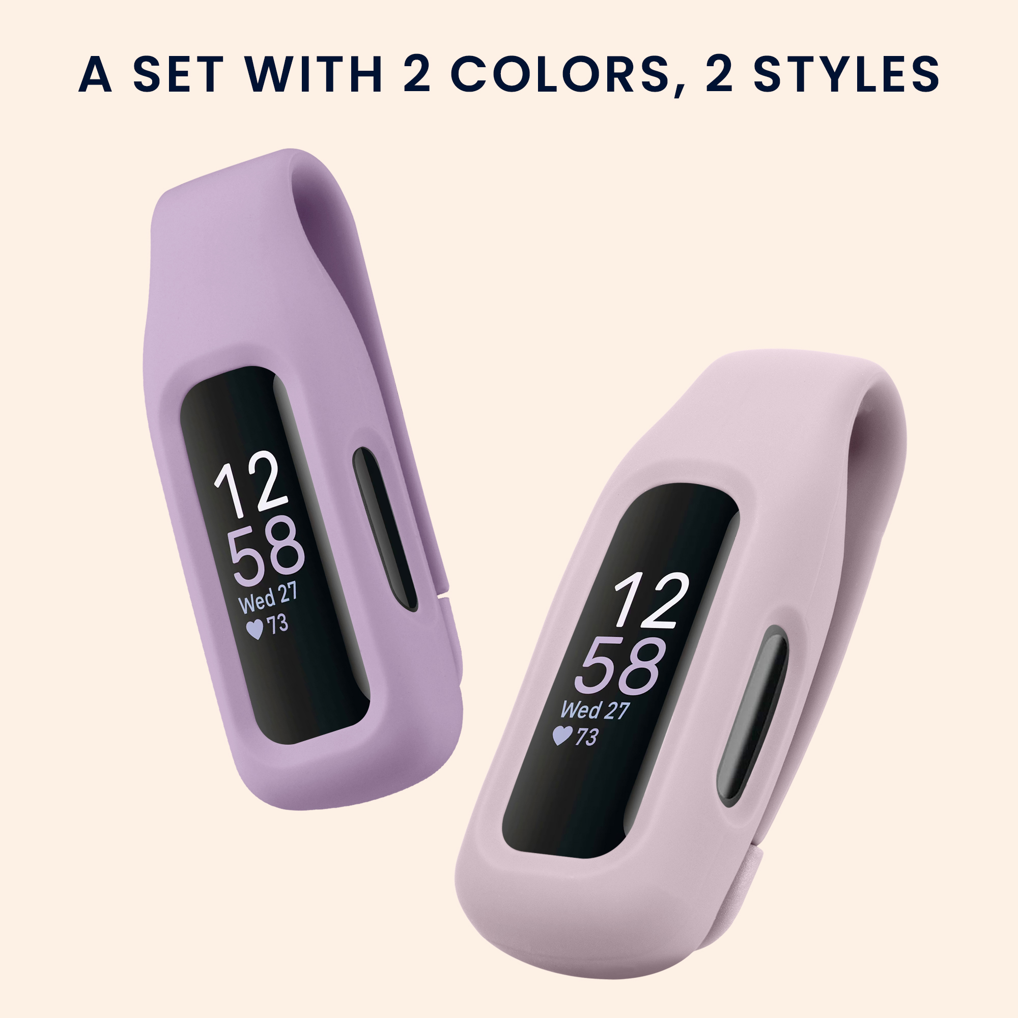 2x Ochranný obal na fitness tracker kwmobile pro Fitbit Inspire 3 / Inspire 2 / Ace 3… - Light Lavender / pudrově růžová