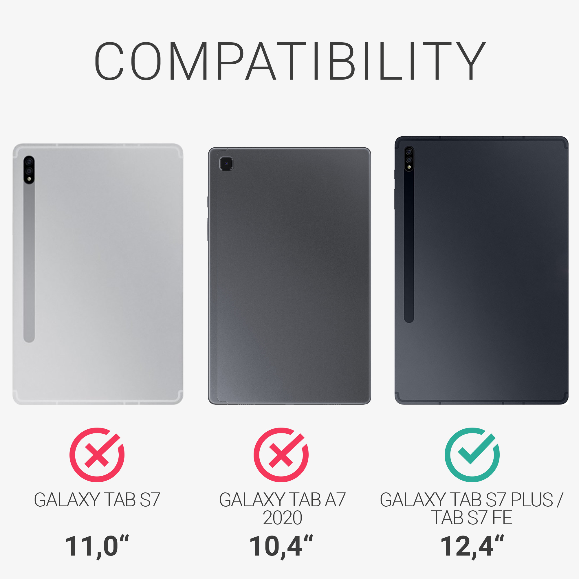 Pouzdro na tablet Galaxy Tab S7 Plus / Tab S7 FE kwmobile magnolie taupe/bílá/tmavě šedá