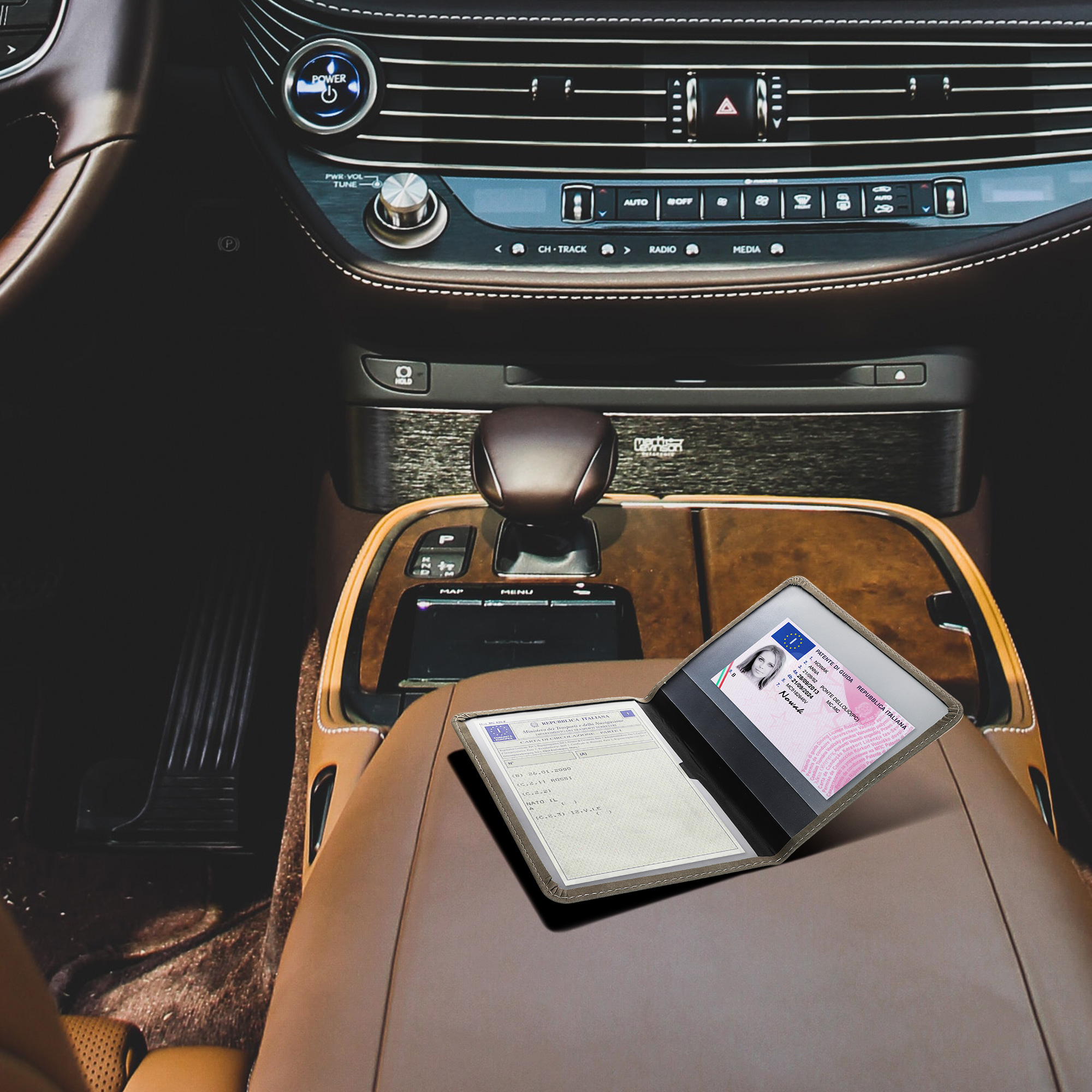 Obal na doklady od auta kwmobile syntetický semiš - šedá