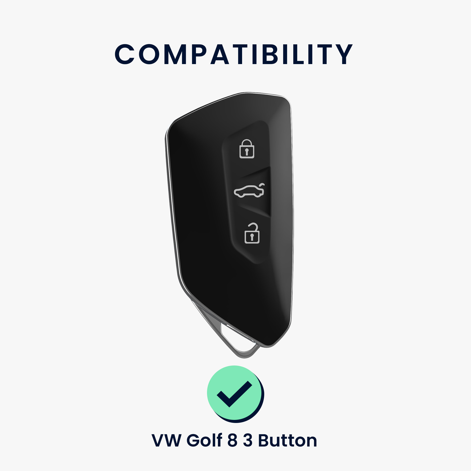 Pouzdro na klíč od auta kwmobile pro VW Golf 8, ID.3/ID.4/ID.5/ID.7, Seat/Škoda/Cupra - černá / bílá