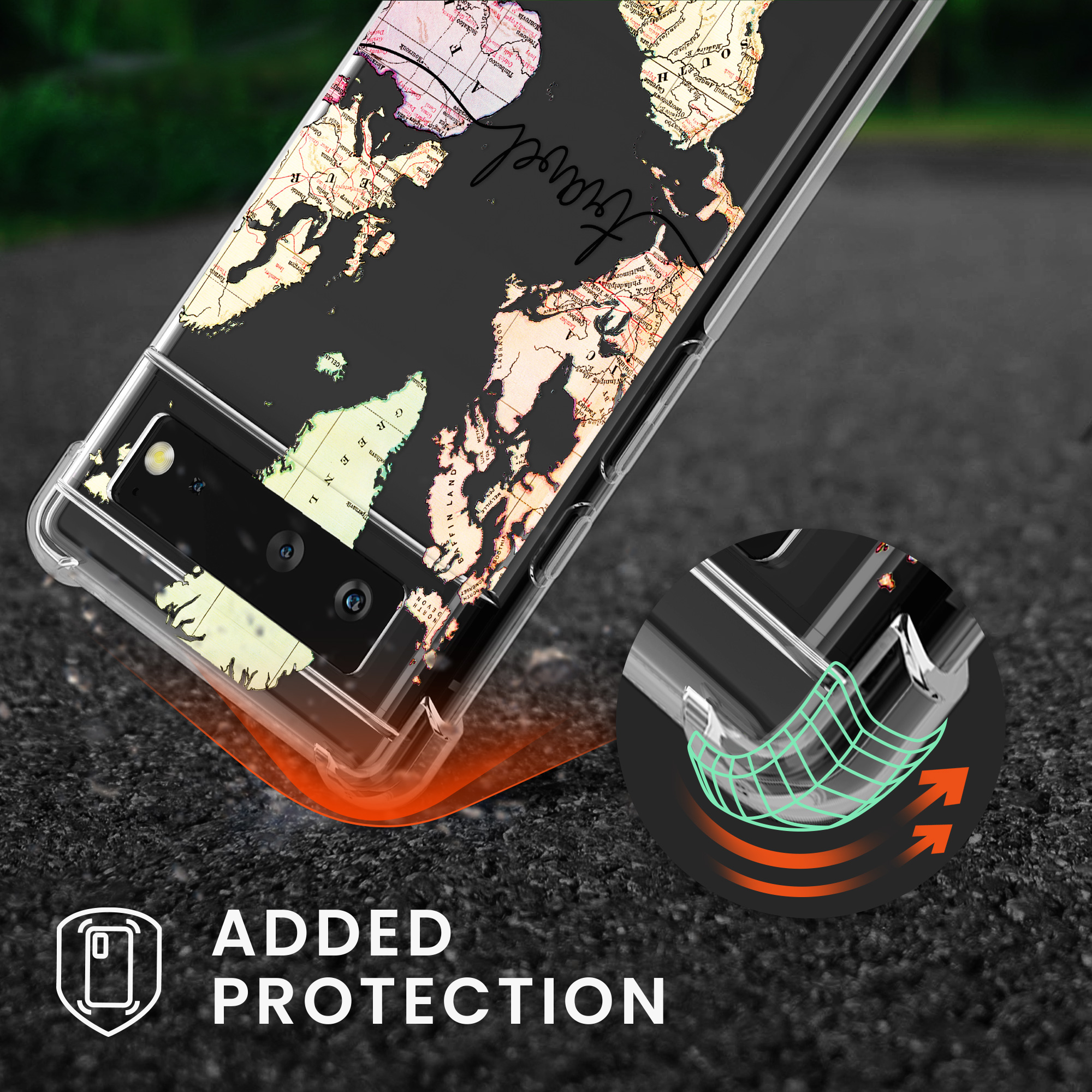 Crossbody kryt kwmobile pro Google Pixel 6 - travel černá / multicolor / transparent