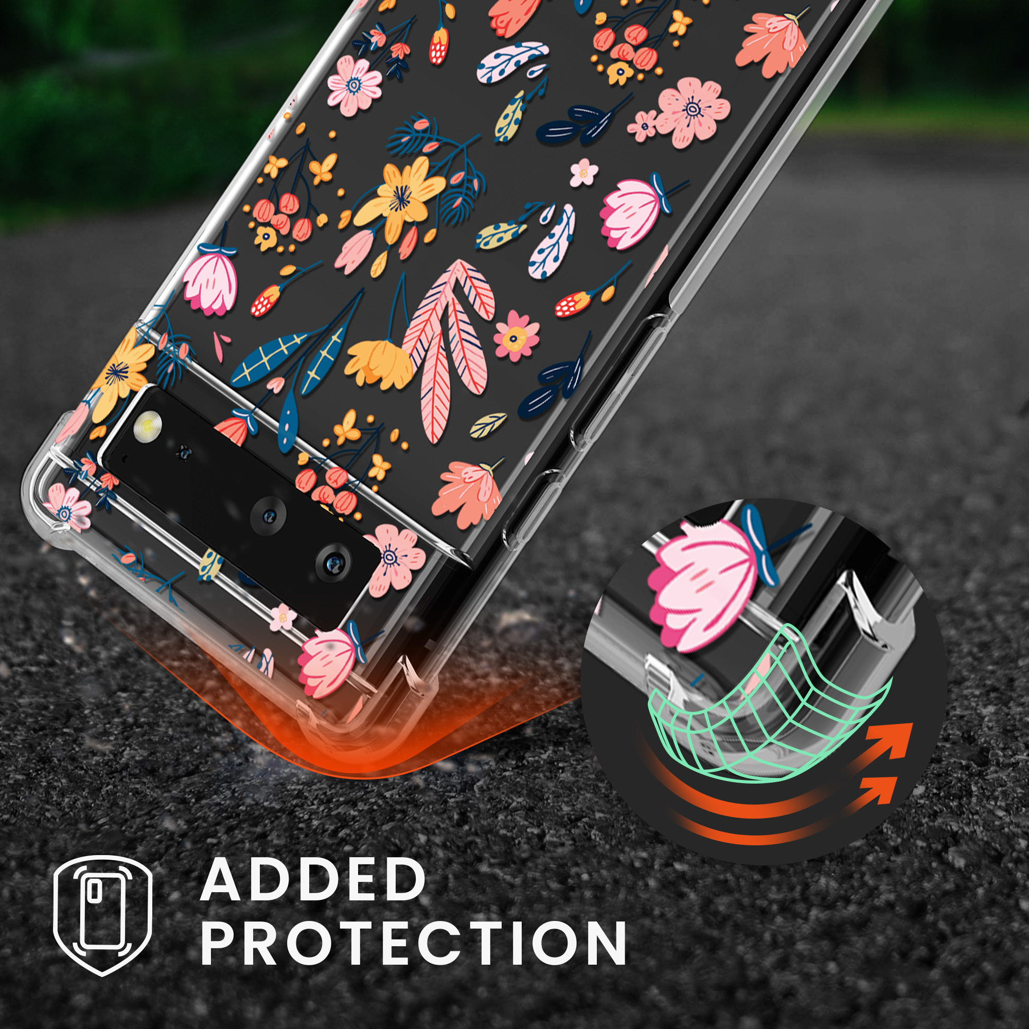 Crossbody kryt kwmobile pro Google Pixel 6 - floral delight růžová / yellow / transparent