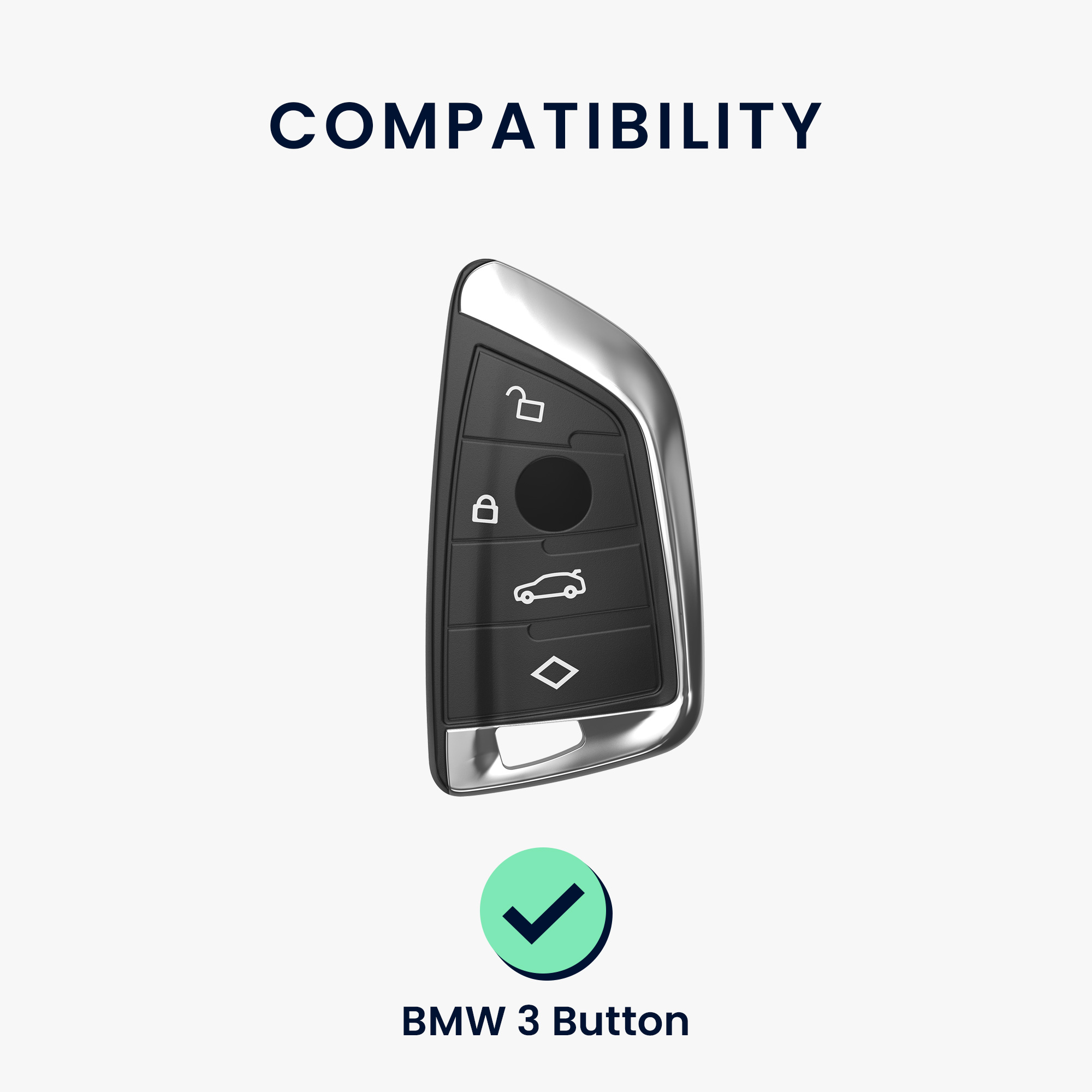 Tpu pouzdro na klíč od auta BMW 3 tlačítka Smart Key protiskluzové bílo-stříbrné