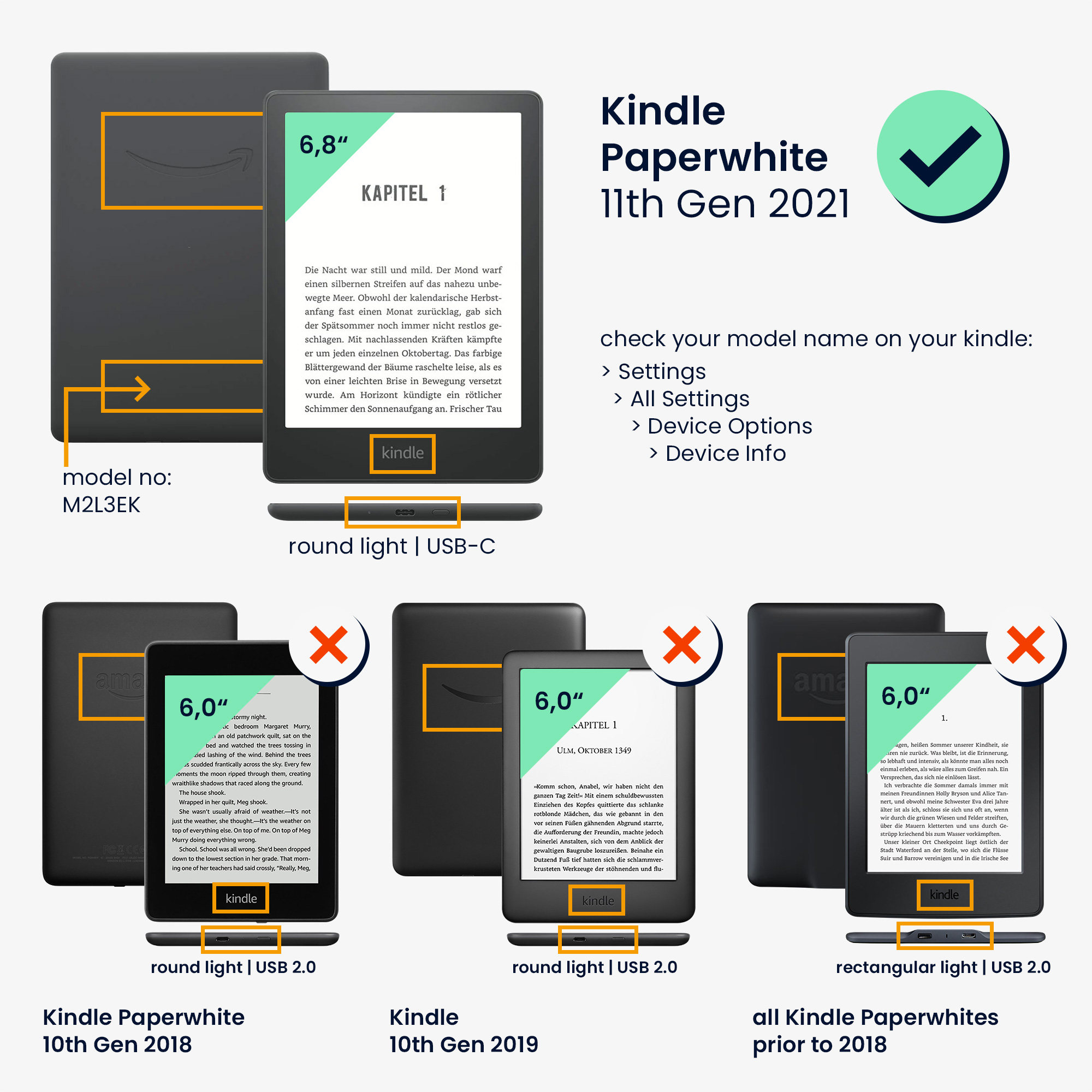 Pouzdro na čtečku kwmobile Amazon Kindle Paperwhite 11 Generation 2021 Case - Meow Cat šedá / černá