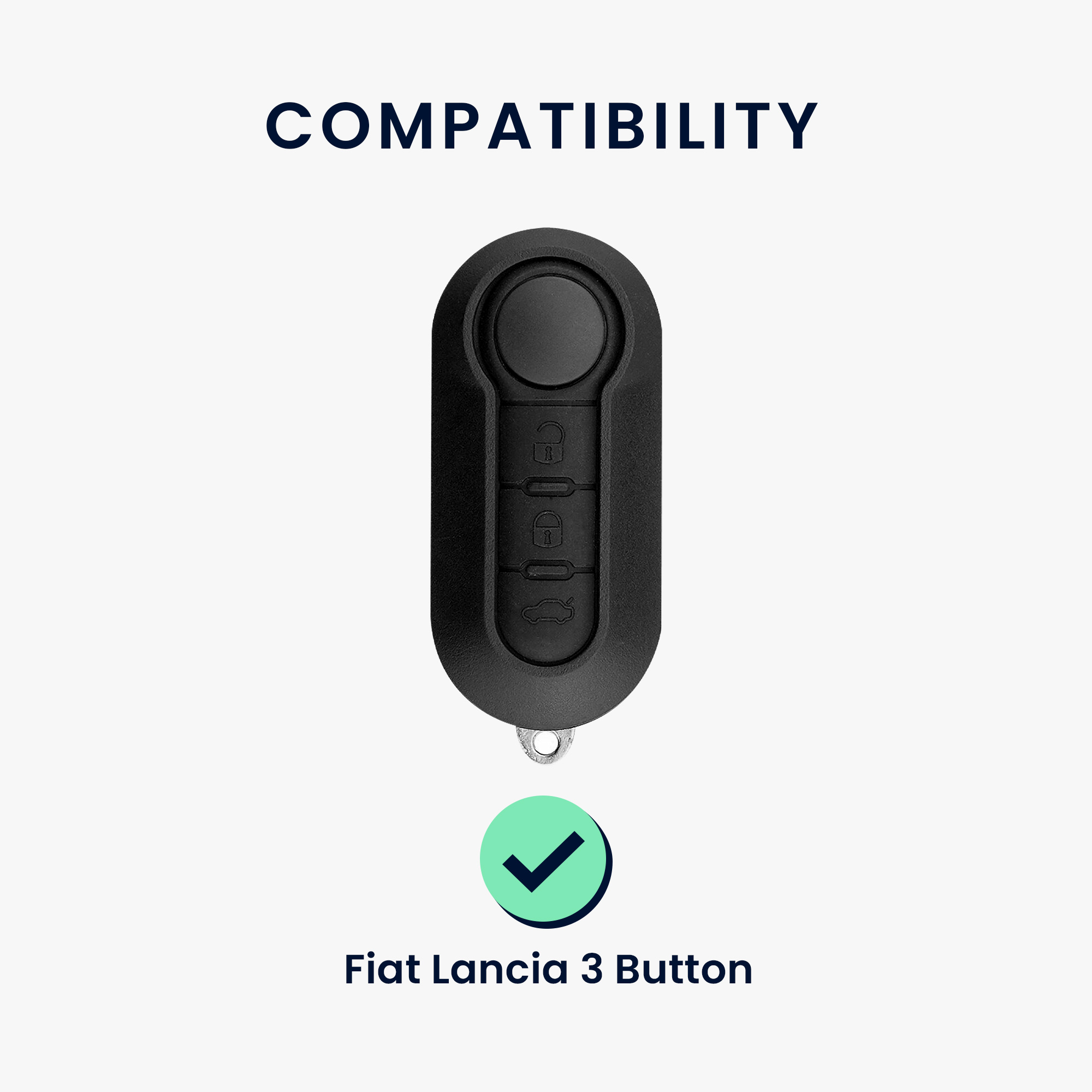 TPU pouzdro na klíč od auta Fiat / Lancia, 3 tlačítka Flip Key černo-bílé