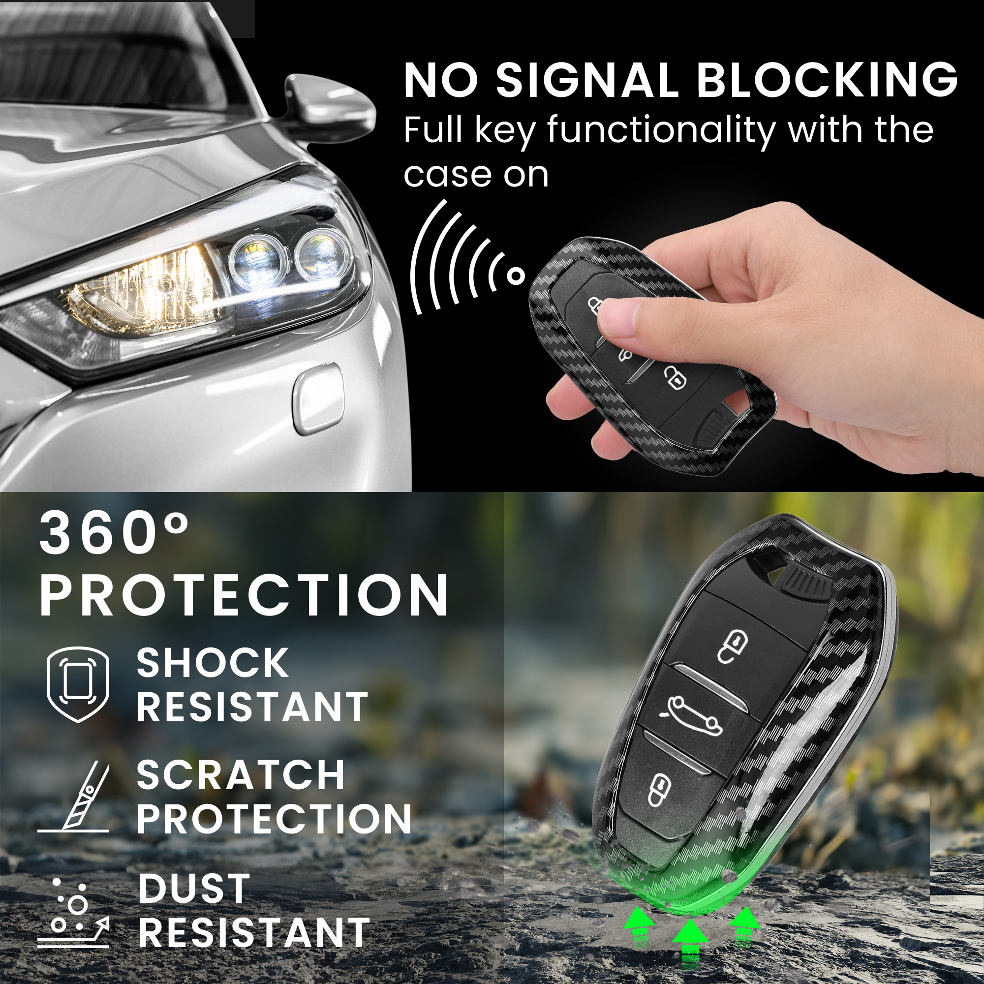 Pouzdro na klíč od auta Peugeot Citroen 3 Button Car Key Smart Key (only Keyless Go) kwmobil...