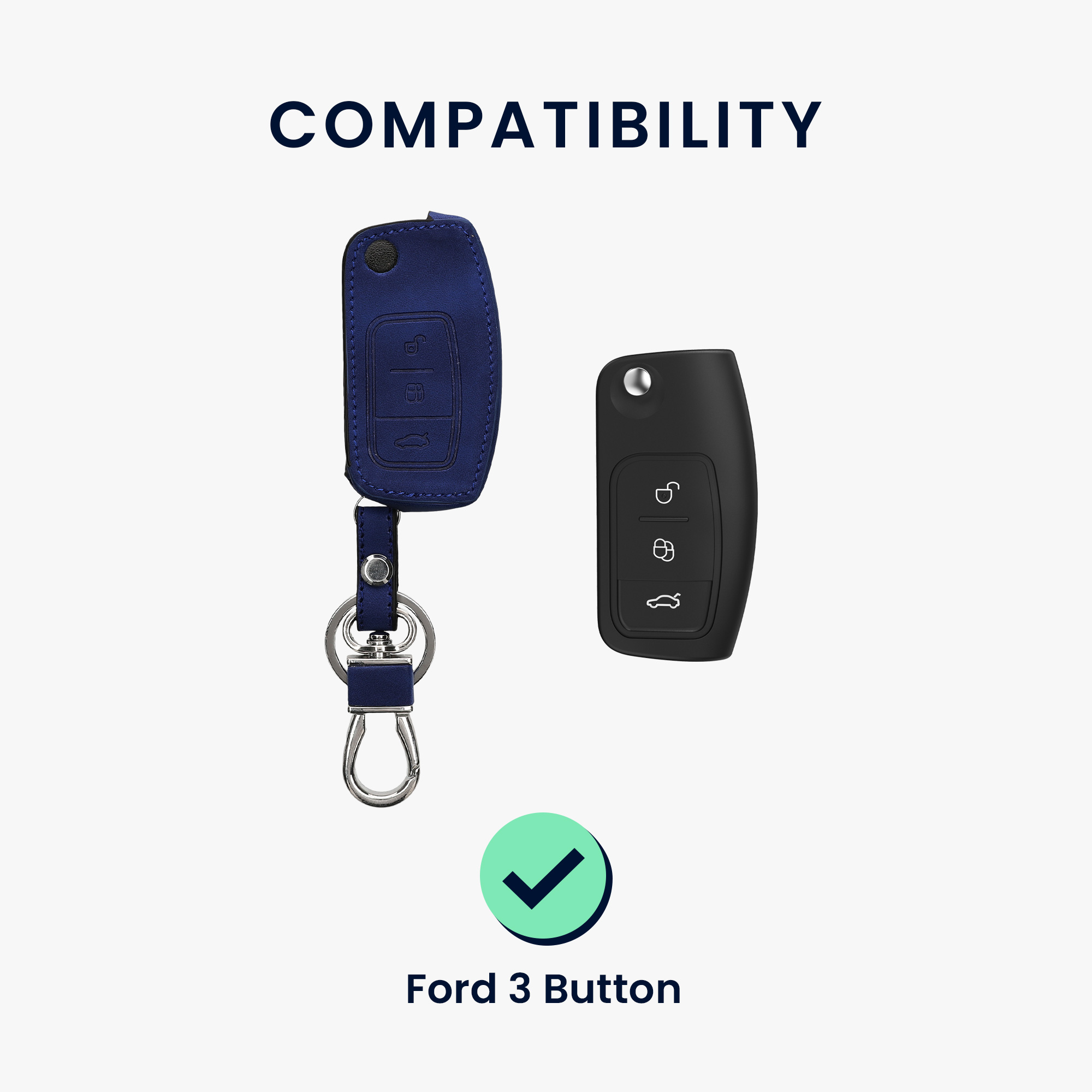 Kryt klíče Ford 3 tlačítka skládací kwmobile tmavě modrá