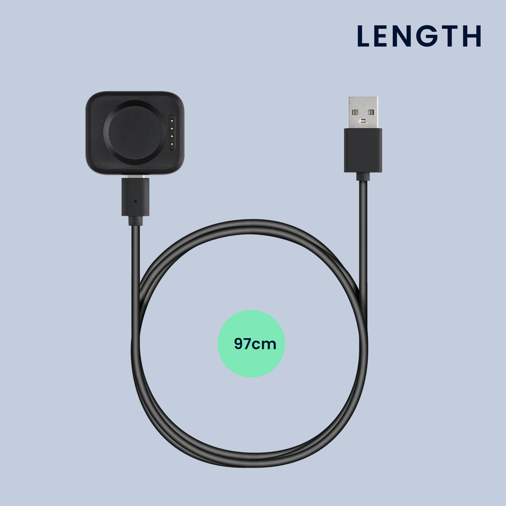 Nabíjecí kabel kwmobile pro Oppo Watch 2 (42mm 46mm) / Watch X / Watch 4 Pro, černá