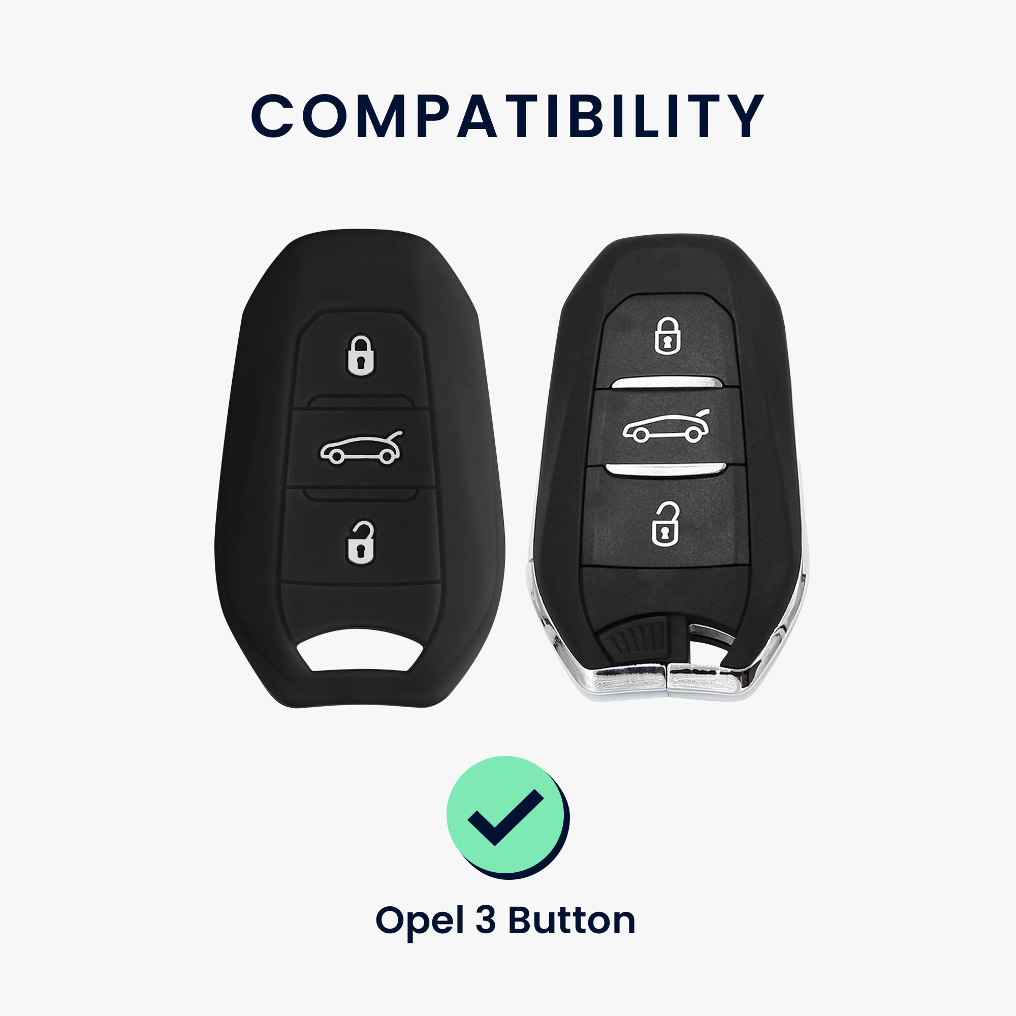 Pouzdro na klíč od auta kwmobile pro Opel 3 Button Car Key Smart Key only Keyless Go, černá