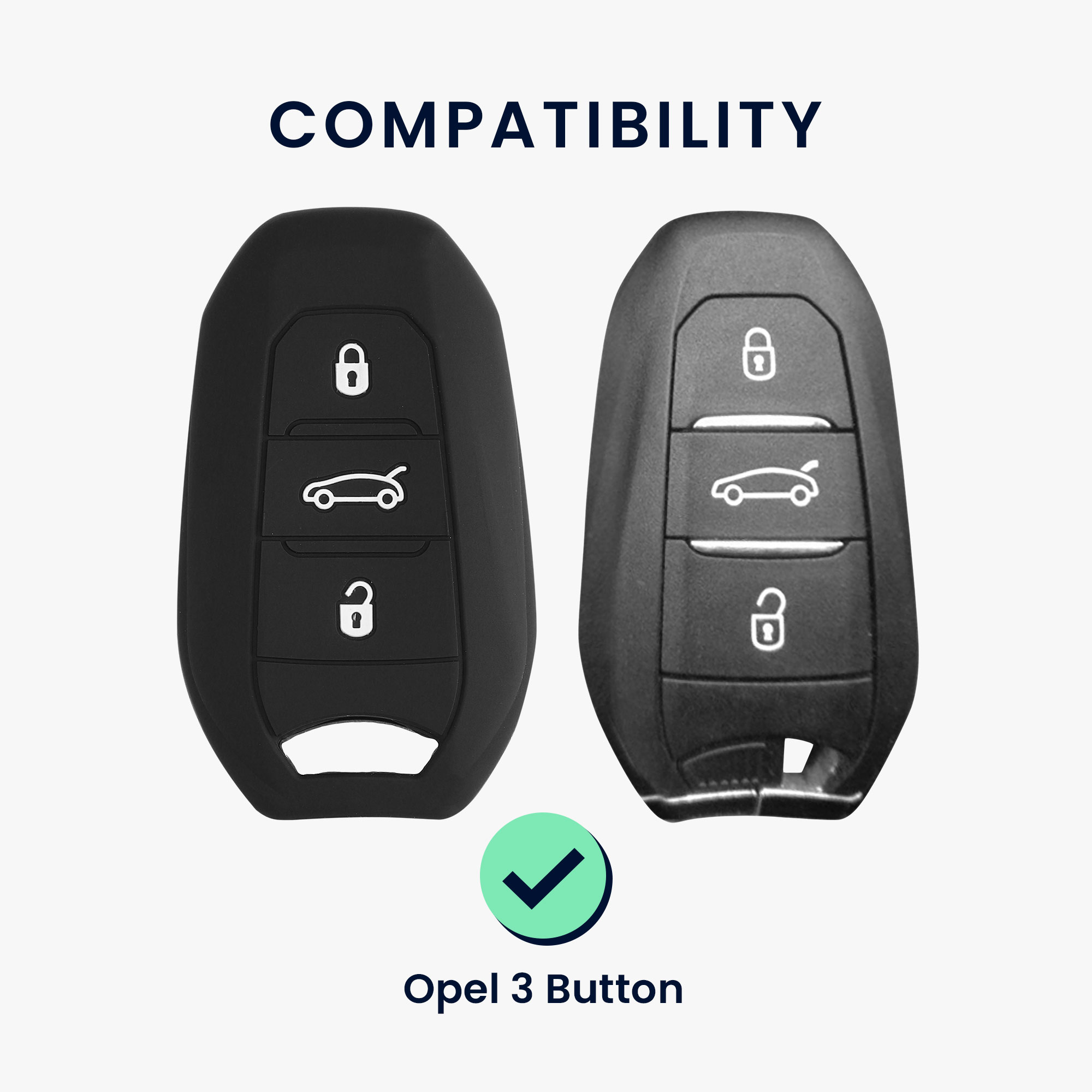 Pouzdro na klíč od auta kwmobile pro Opel 3 Button Car Key Smart Key only Keyless Go, černá