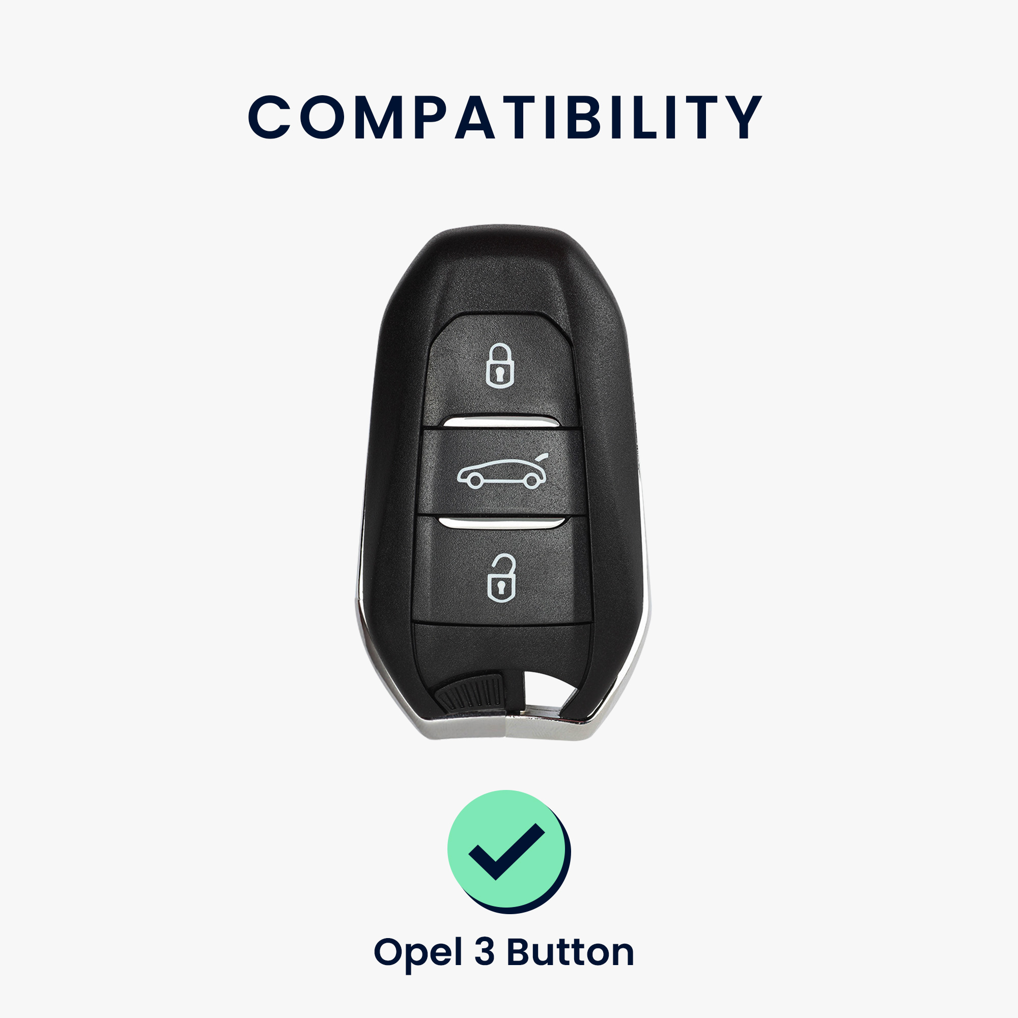 Pouzdro na klíč od auta kwmobile pro Opel 3 Button Car Key Smart Key only Keyless Go, bílá / černá