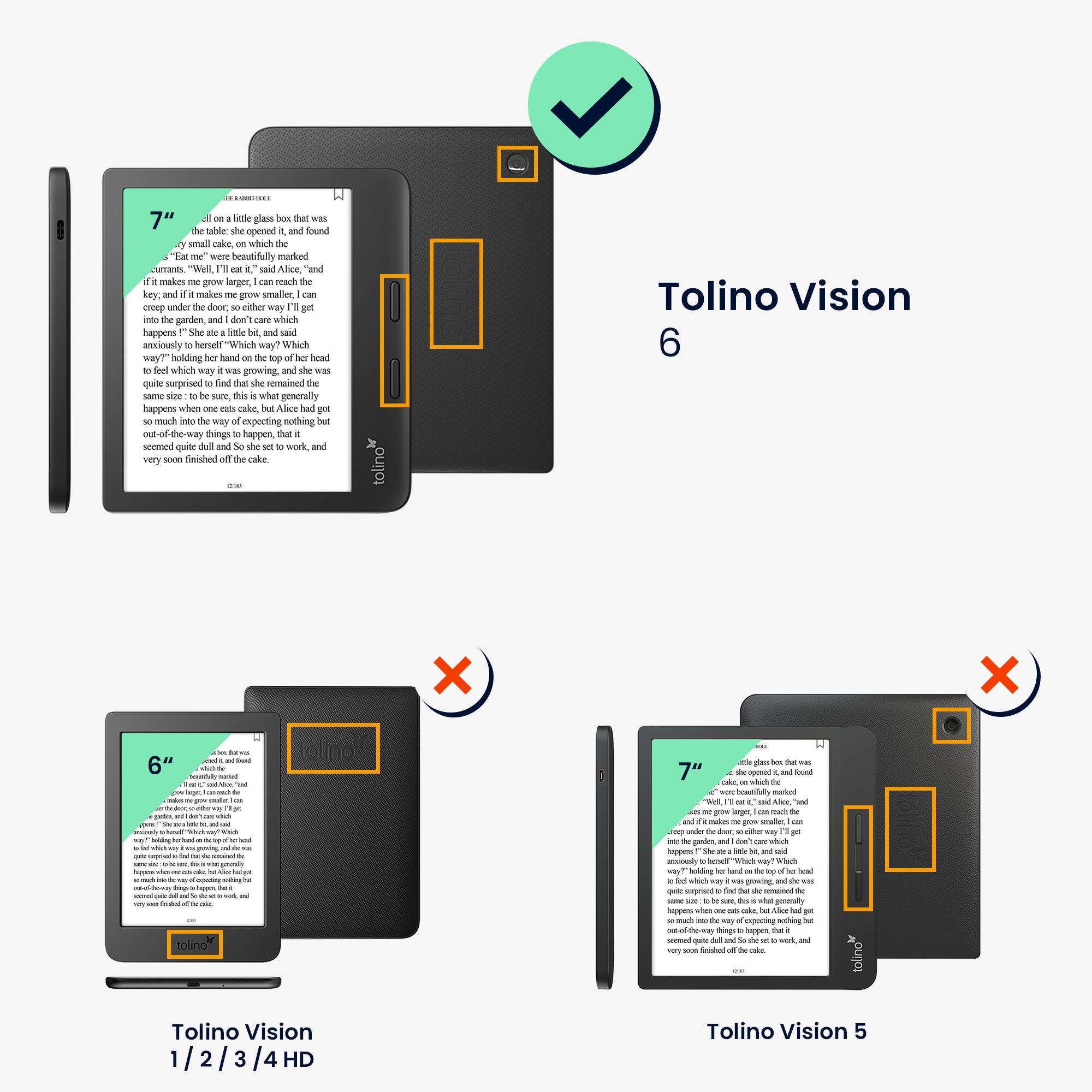 Řemínek kwmobile pro Tolino Vision 6 - magnólie, taupe / bílá / modrošedá