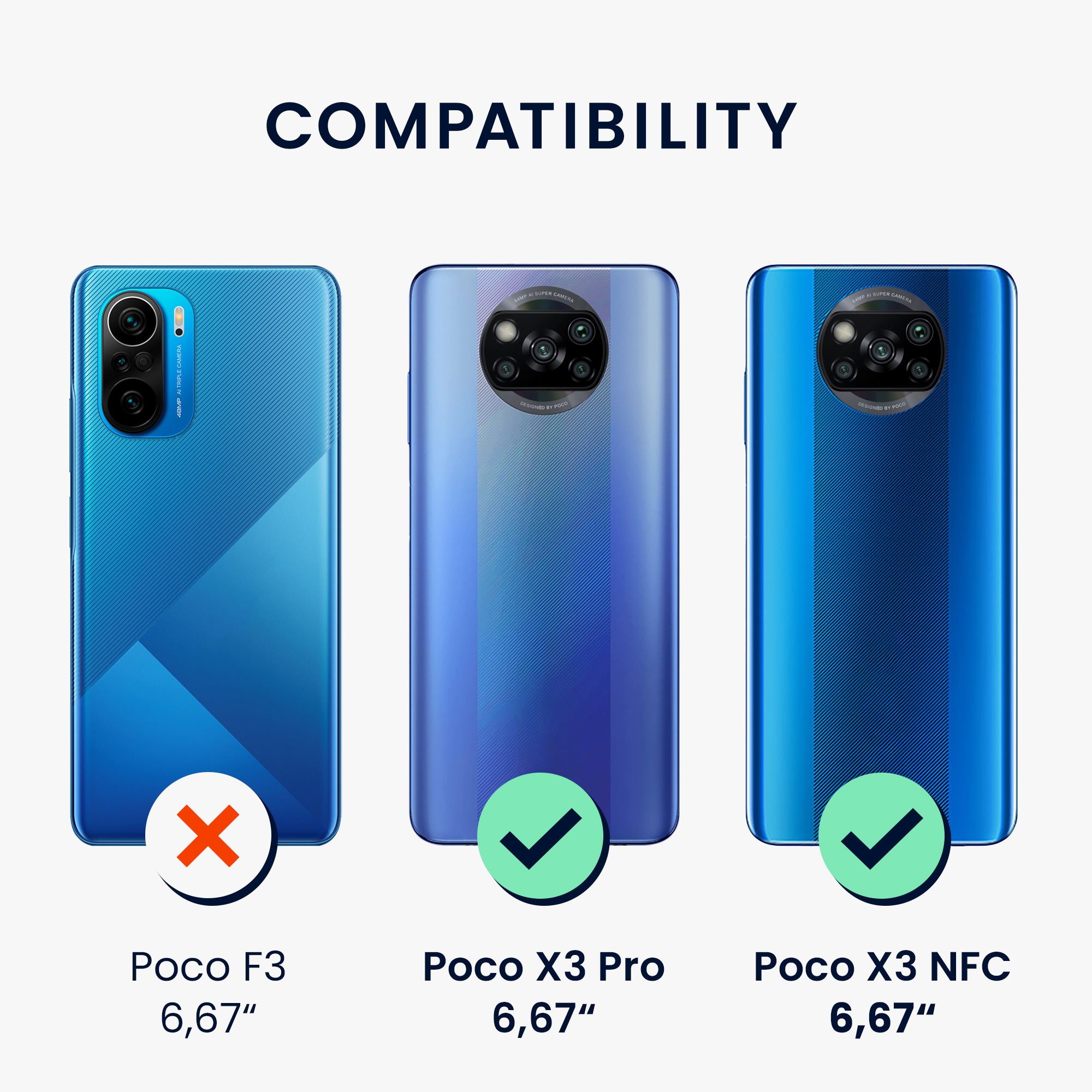 Ochranná fólie Xiaomi Poco X3 NFC matná kwmobile sada 3 ks
