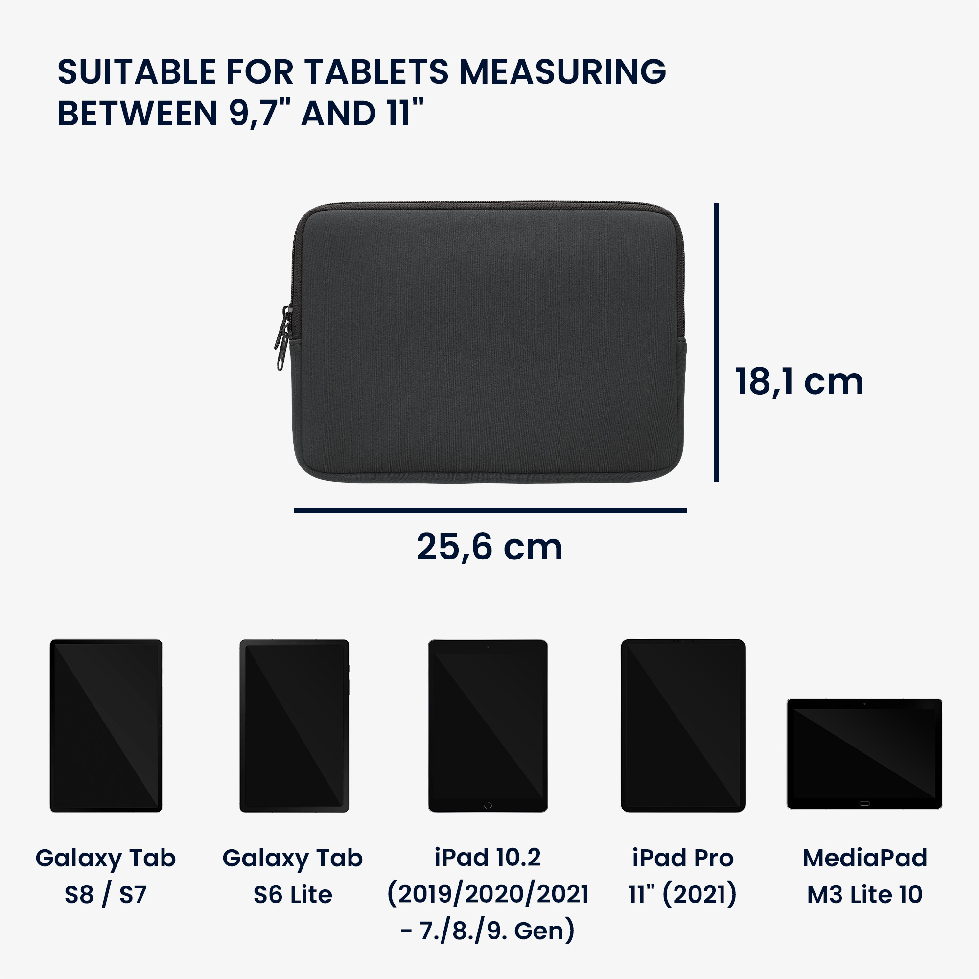 Neoprenové pouzdro tablet kwmobile 9,7"-11"" tmavě šedá