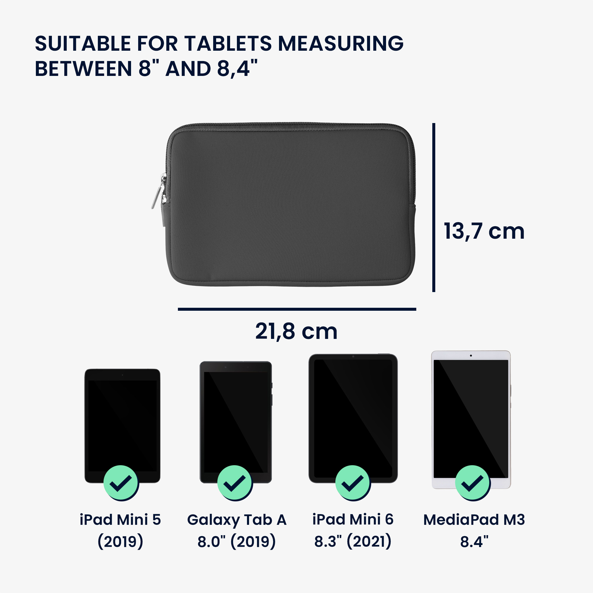 Neoprenové pouzdro tablet kwmobile 8"-8,4"" šedá