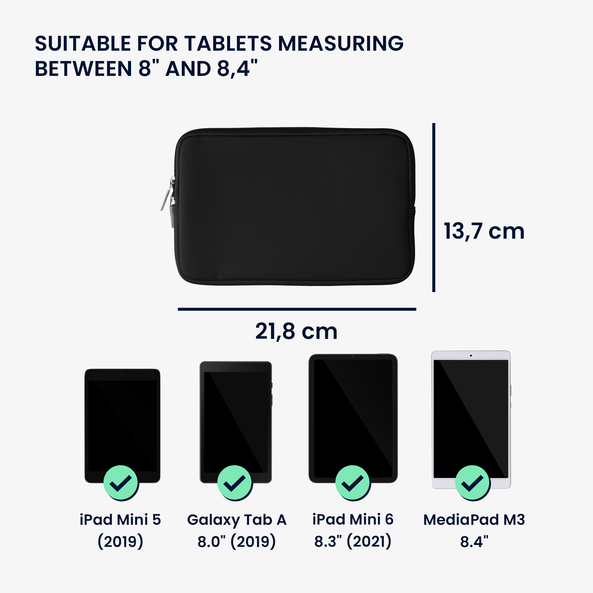 Neoprenové pouzdro tablet kwmobile 8"-8,4"" tmavě šedá