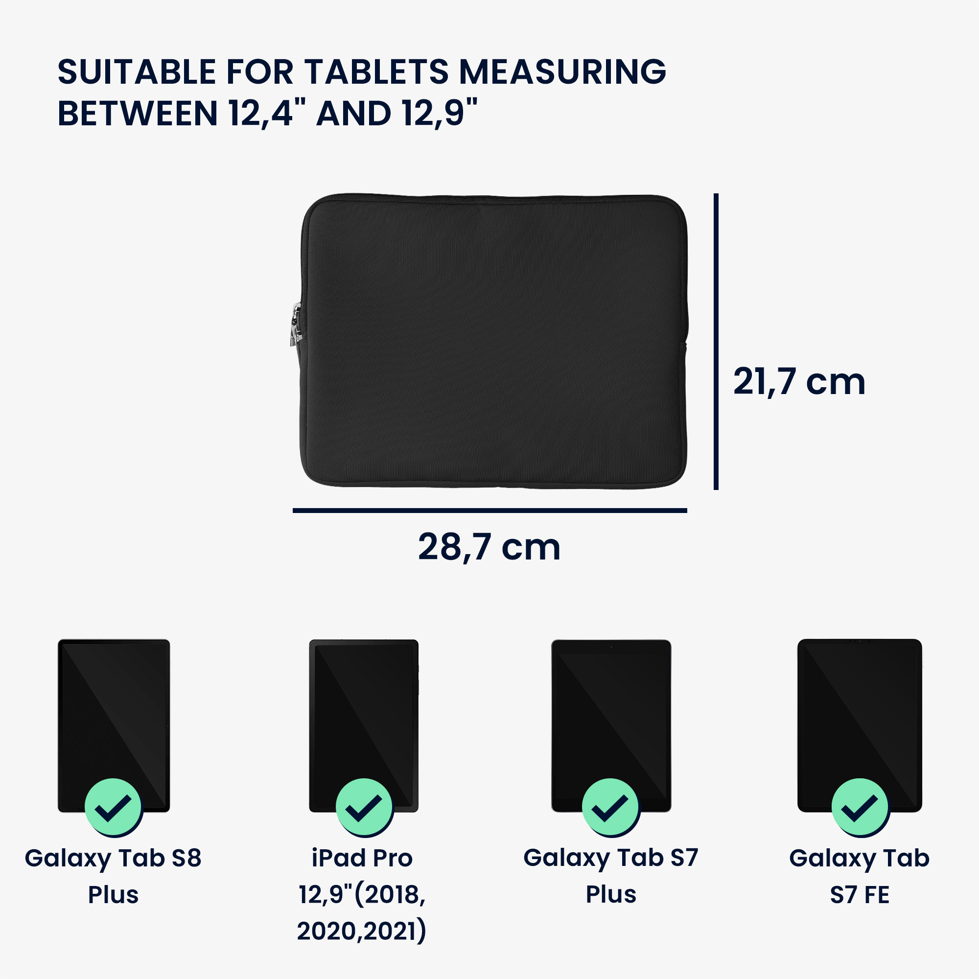 Pouzdro na tablet 12,4"-12,9" kwmobile Neoprene Pouch tmavě šedá