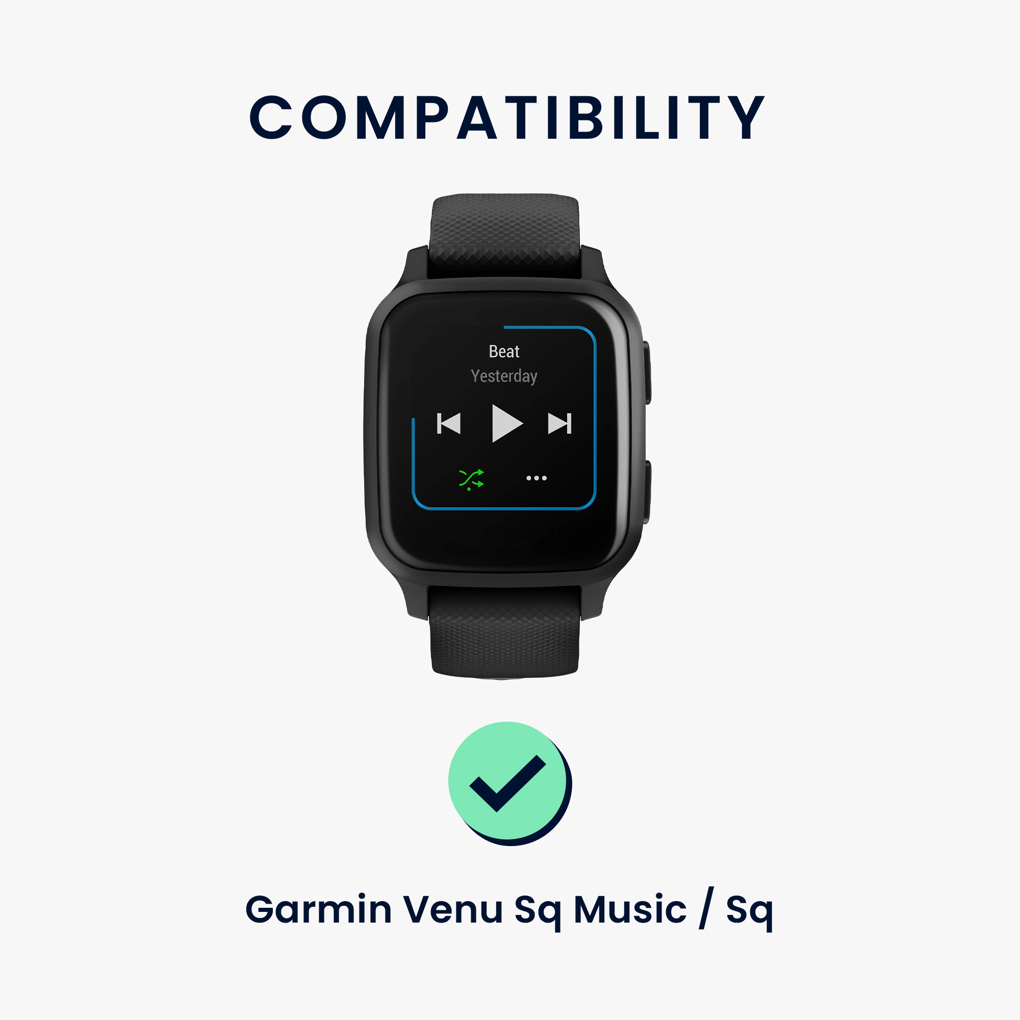 2 ks Řemínek kwmobile pro Garmin Venu Sq Music / Sq - černá / šedá